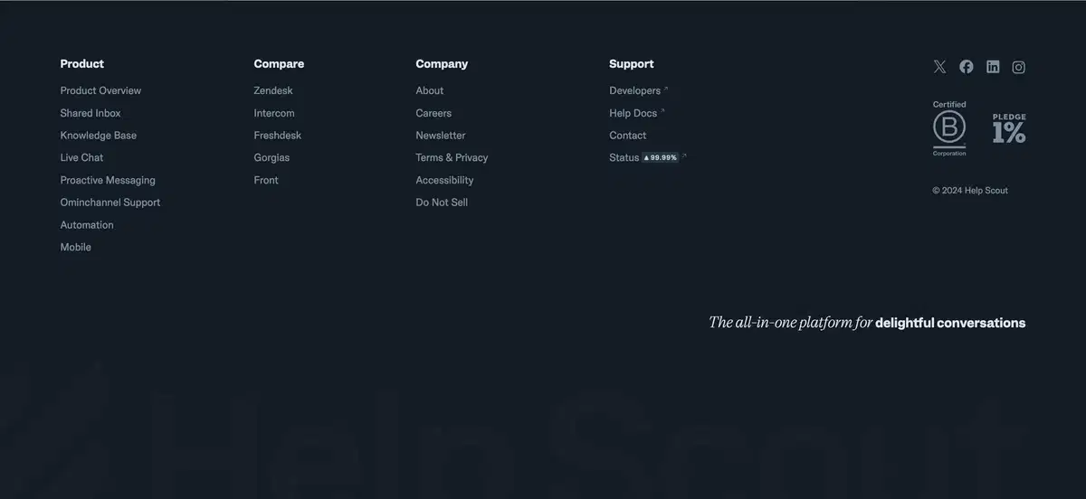 Help Scout Home Page Section Footer