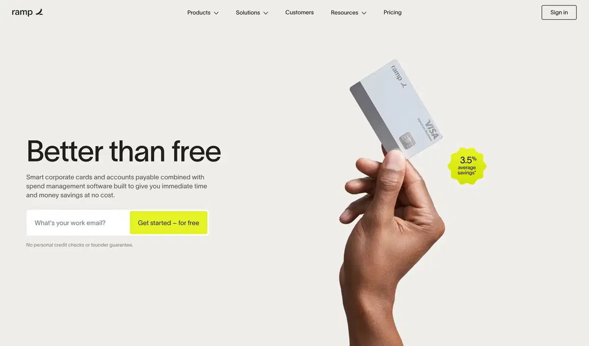 Ramp Pricing Page Section Hero