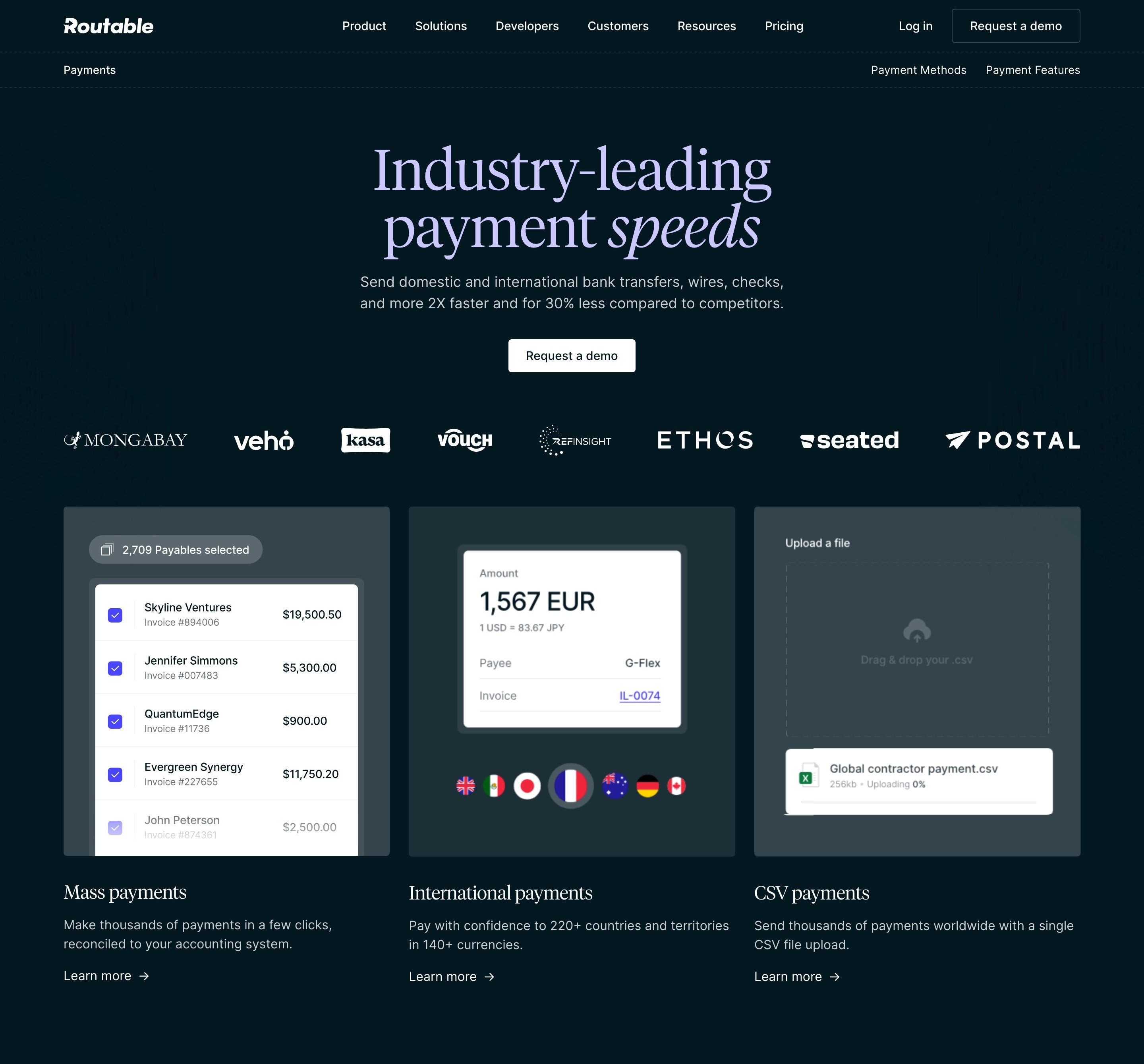 Routable Payment Page Section Hero