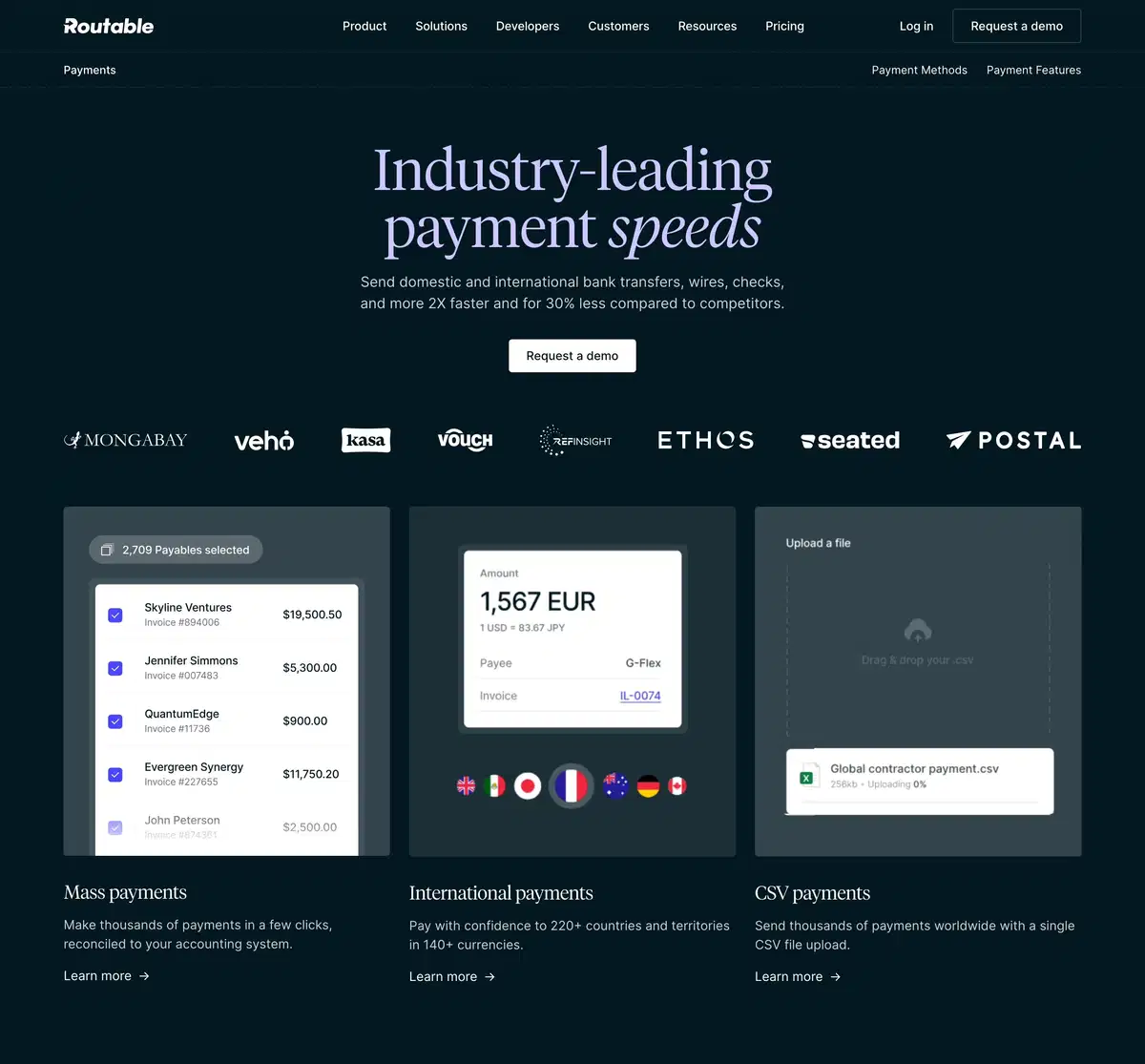 Routable Payment Page Section Hero