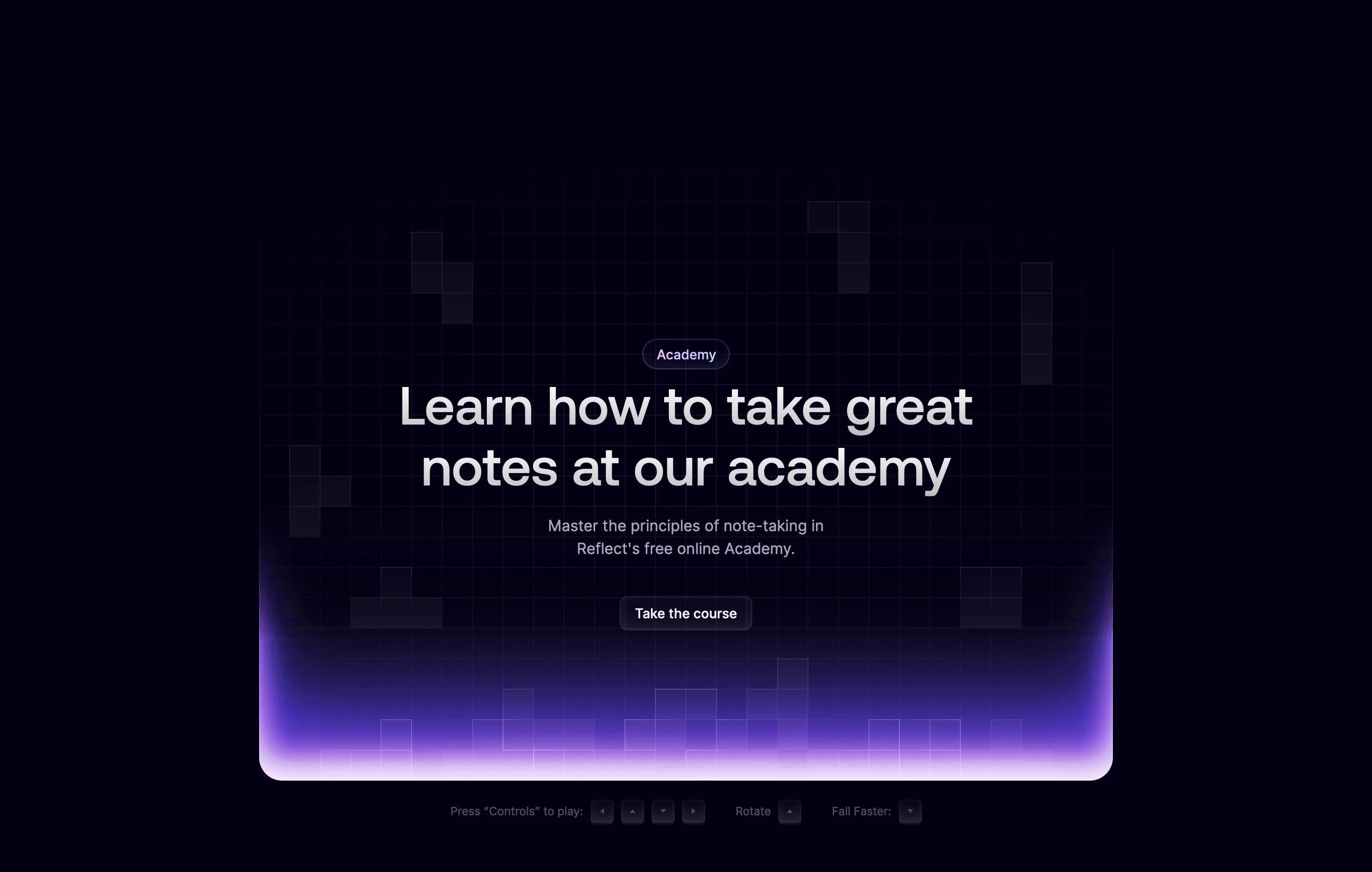 Reflect Home Page Section CTA Academy