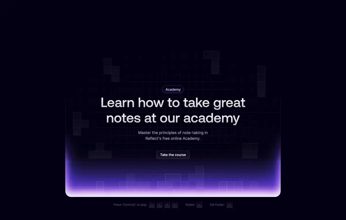 Reflect Home Page Section CTA Academy