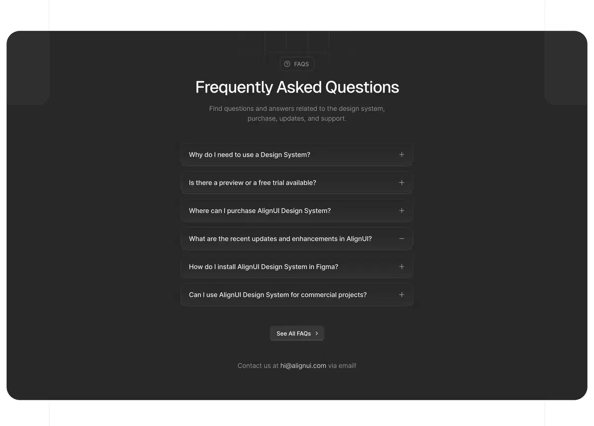 AlignUI Home Page Section FAQ