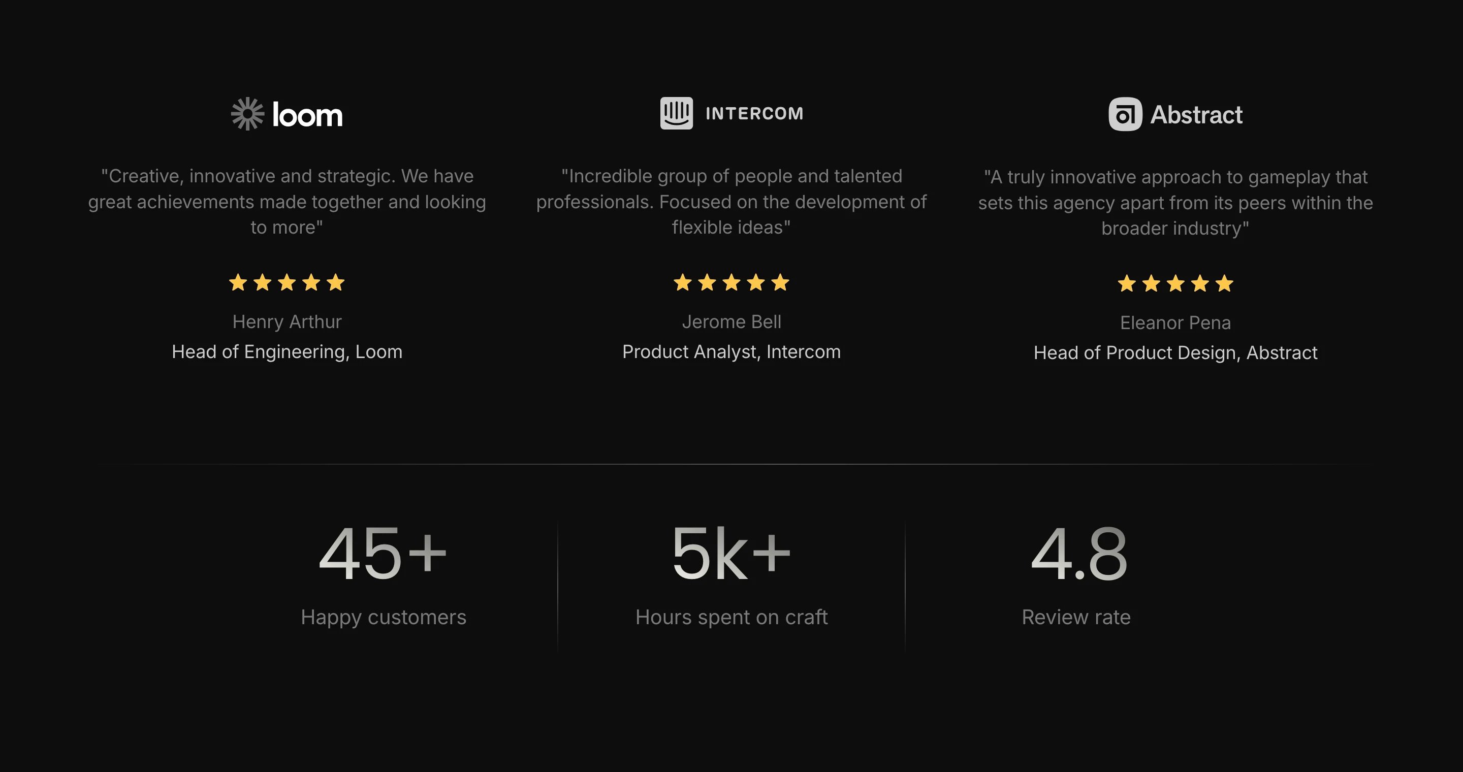 Atomic Home Page Section Testimonials