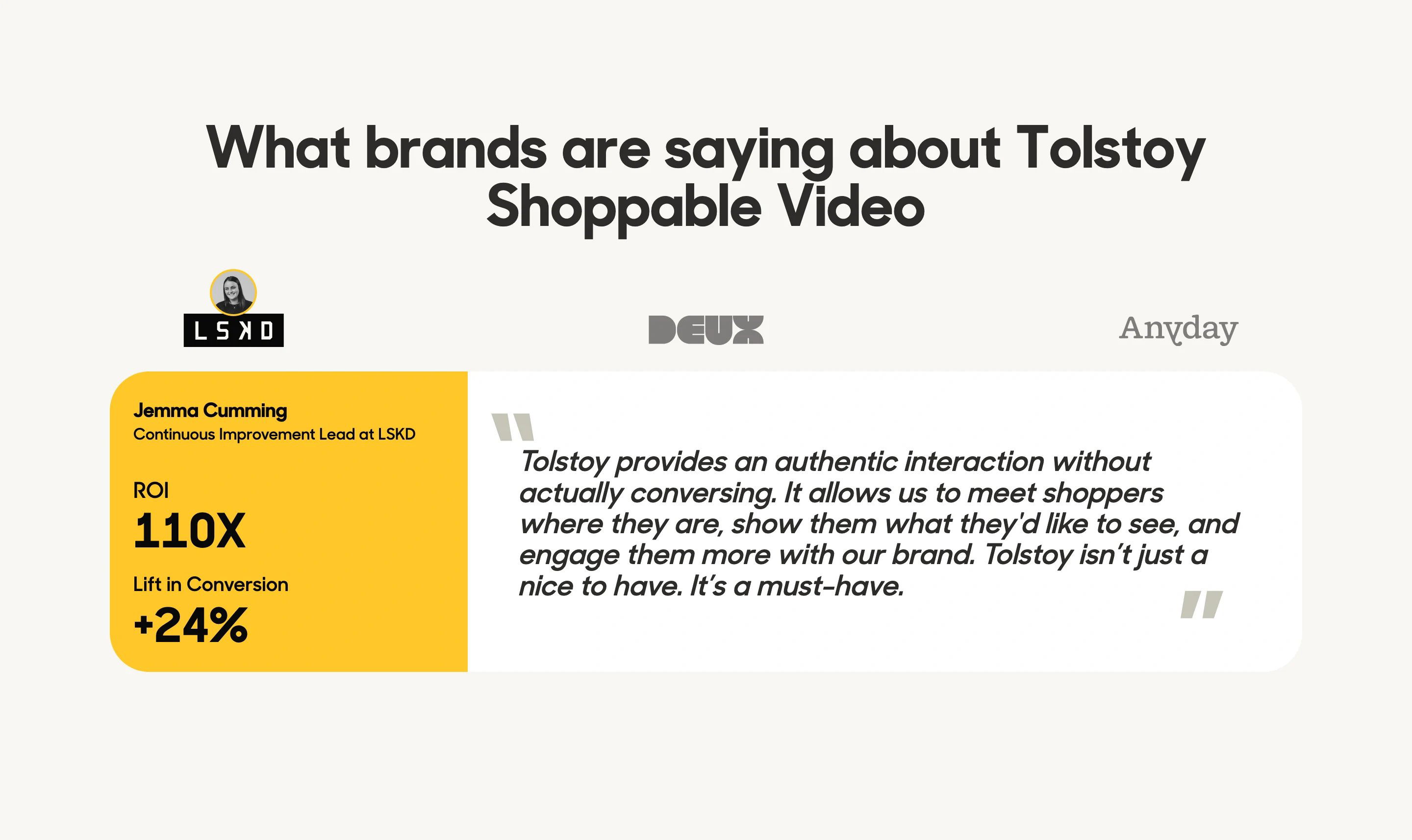 Tolstoy Partner Page Section Testimonial