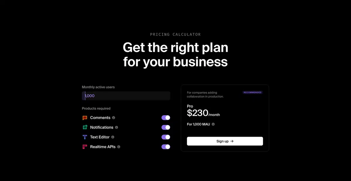 Liveblocks Pricing Page Section Pricing Calculator