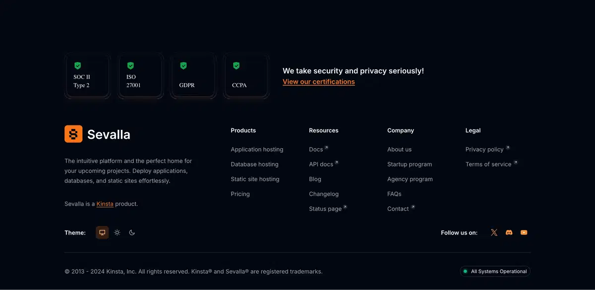 Sevalla Home Page Section Footer