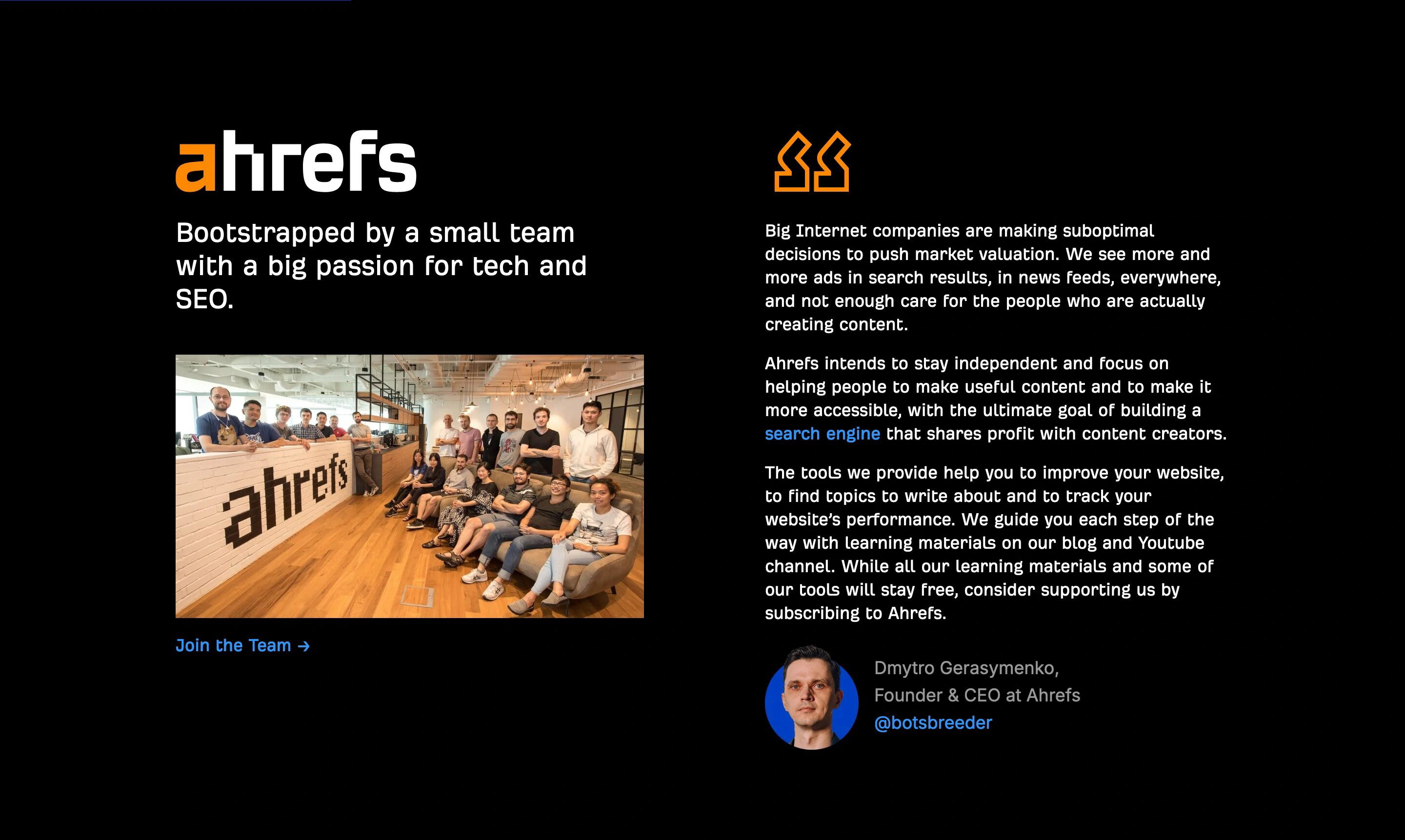 Ahref Home Page Section About