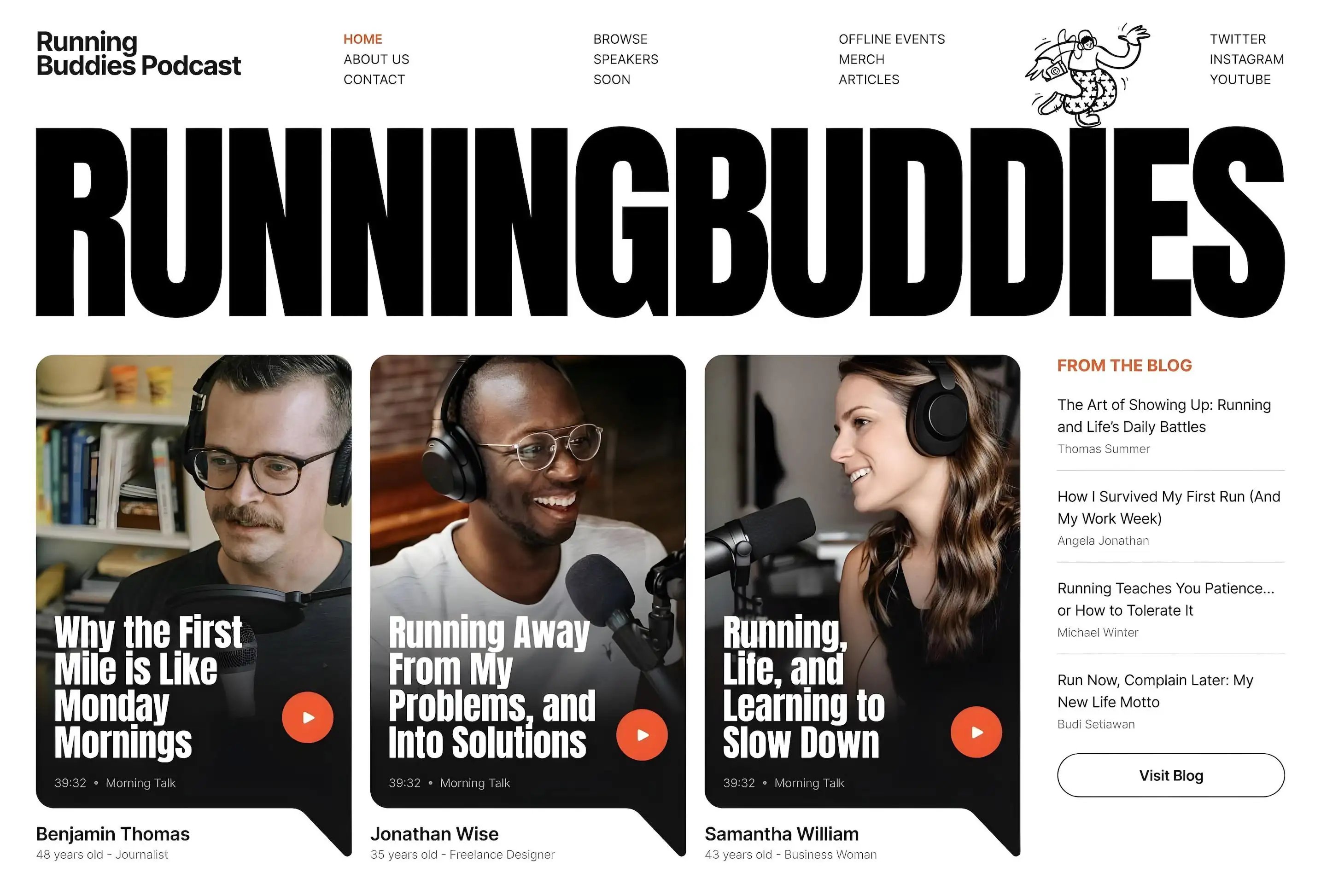 Running Buddies Podcast Hero Section Design Exploration
