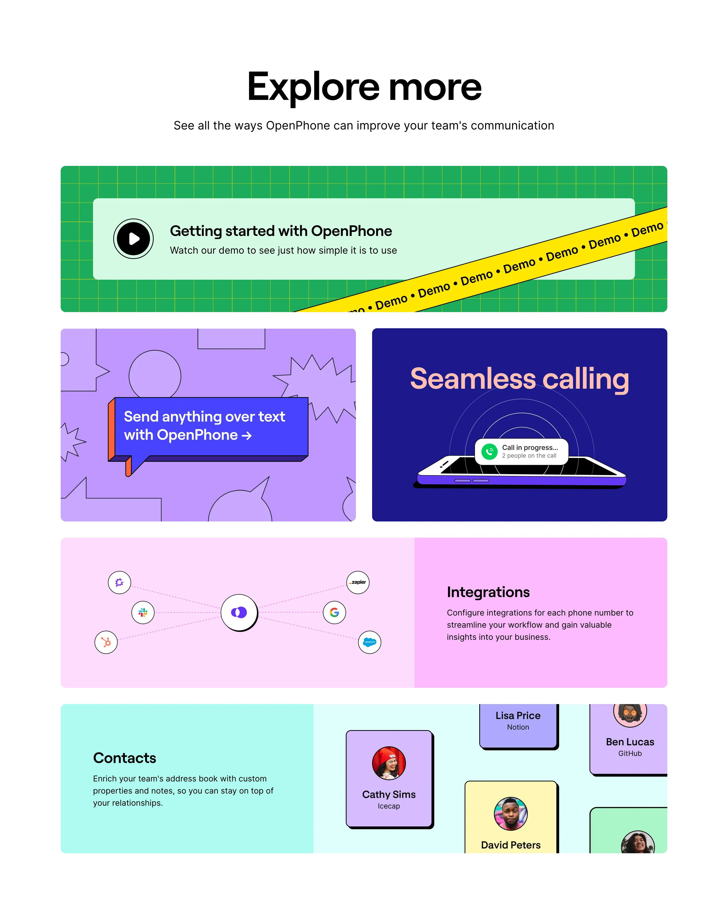 Openphone Home Page Section Features