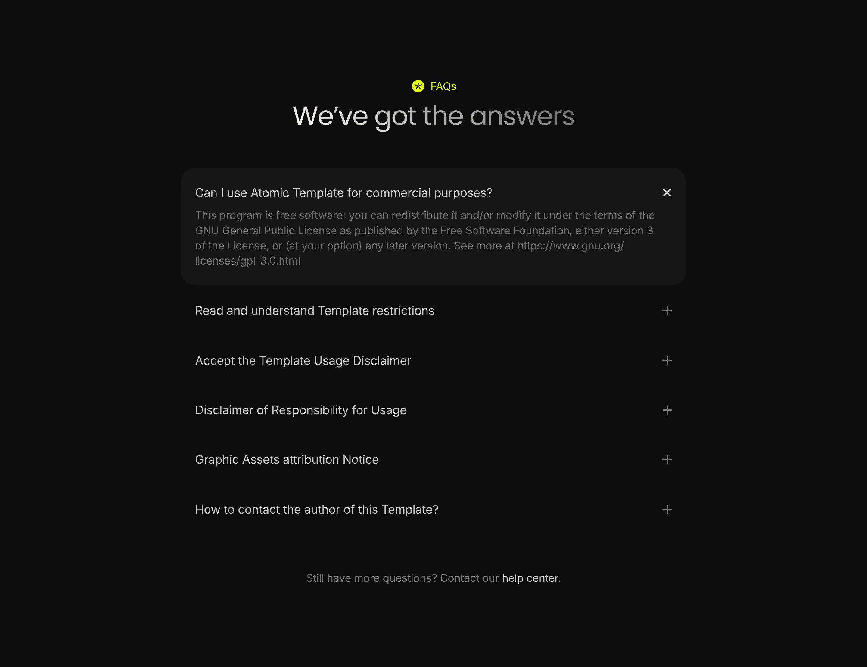 Atomic Home Page Section FAQs