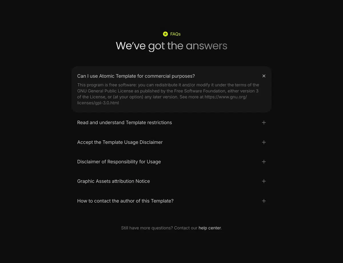 Atomic Home Page Section FAQs