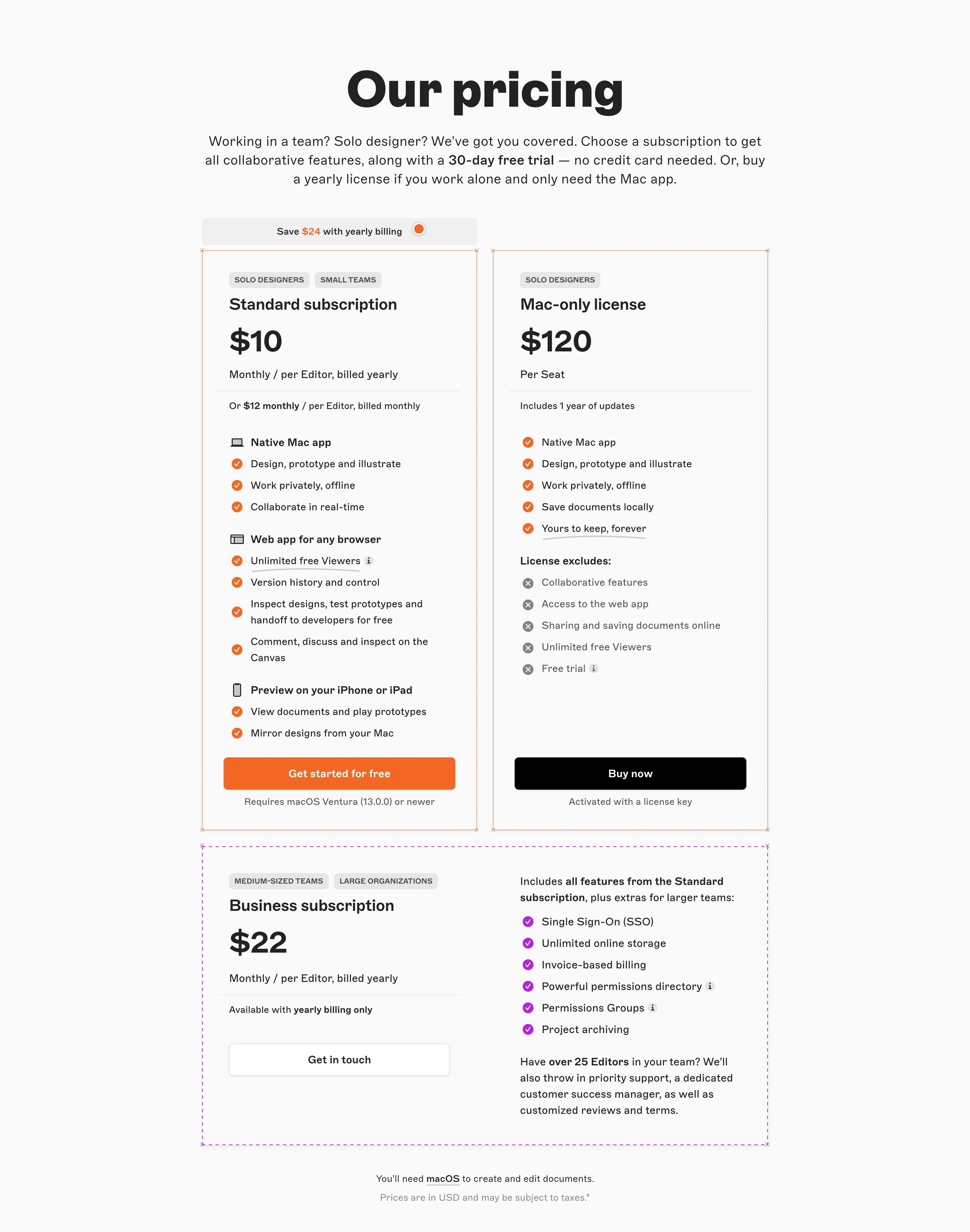 Sketch Pricing Page Section Pricing