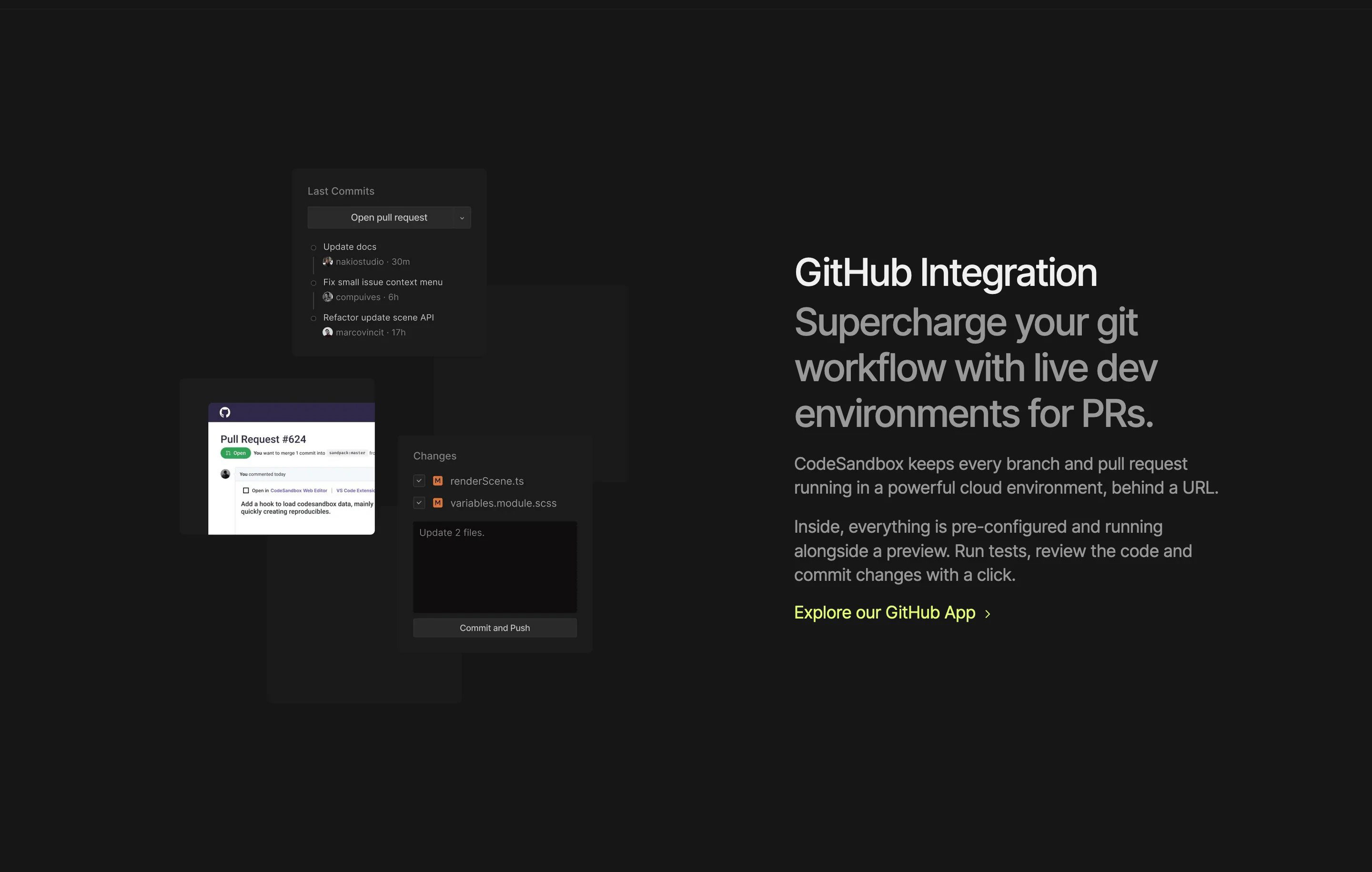 Codesandbox Features Page Section Integration
