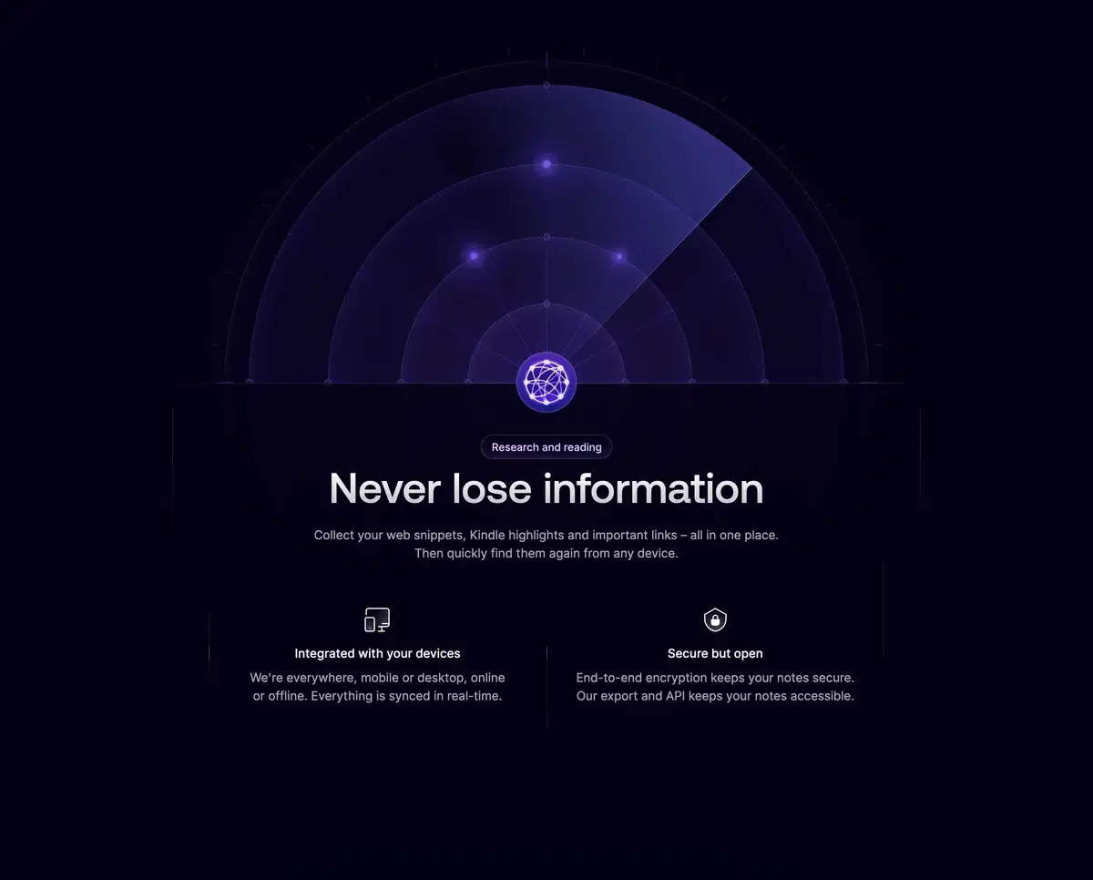 Reflect Home Page Section Research