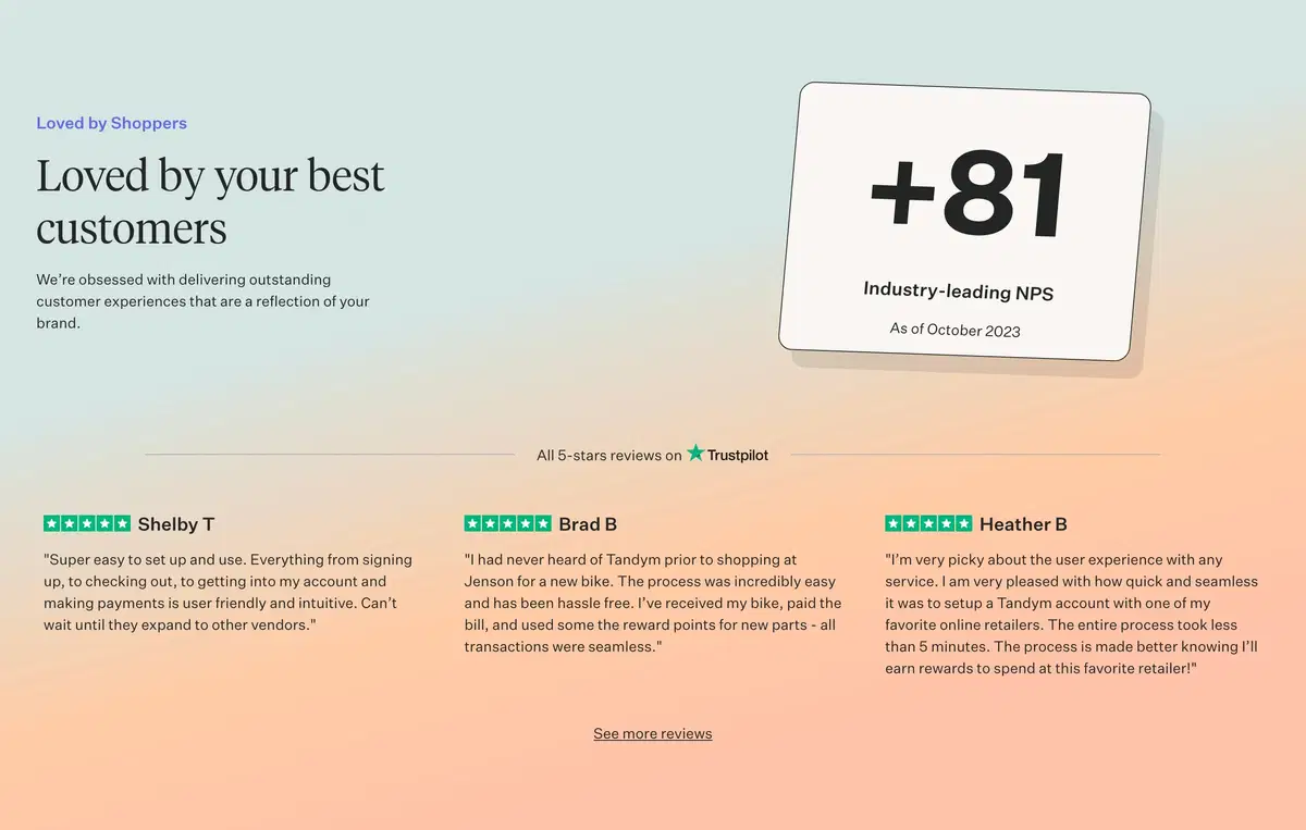 Tandym Solutions Page Section Shoppers Ratings