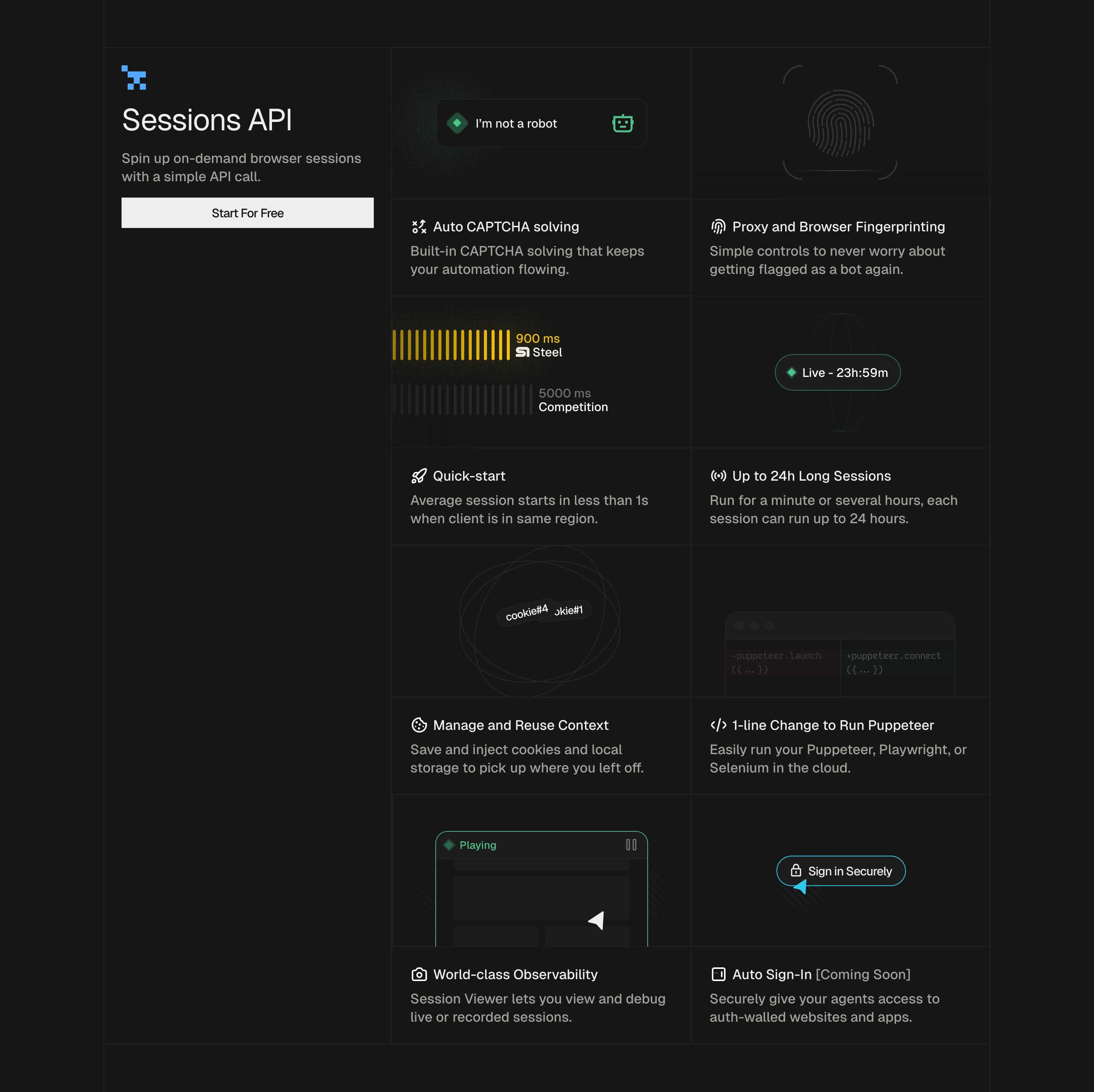 Steel Home Page Section Sessions API Feature