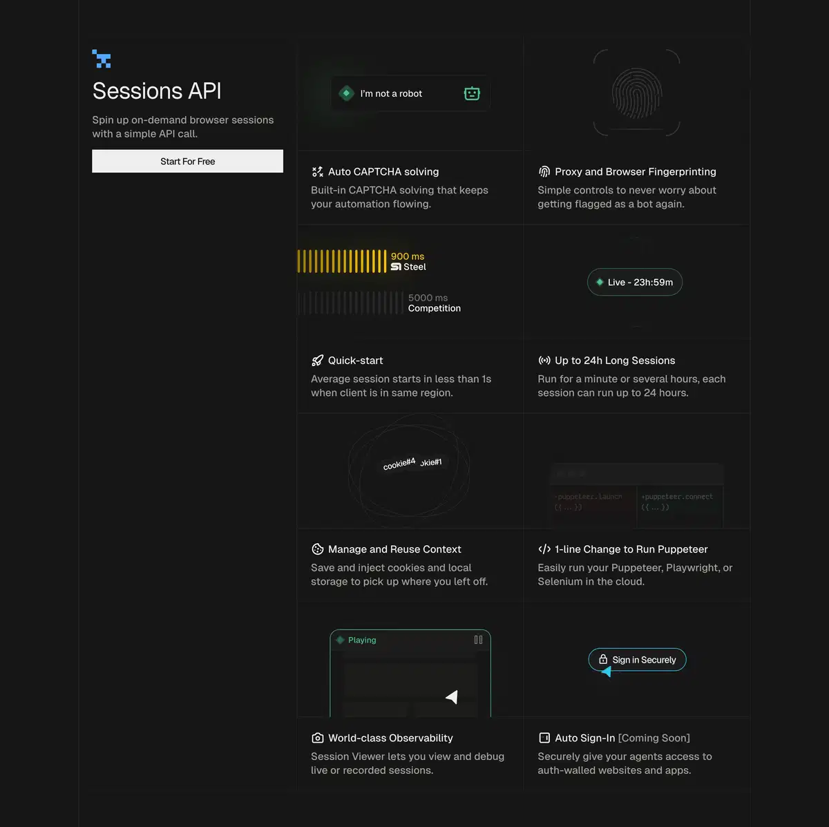 Steel Home Page Section Sessions API Feature