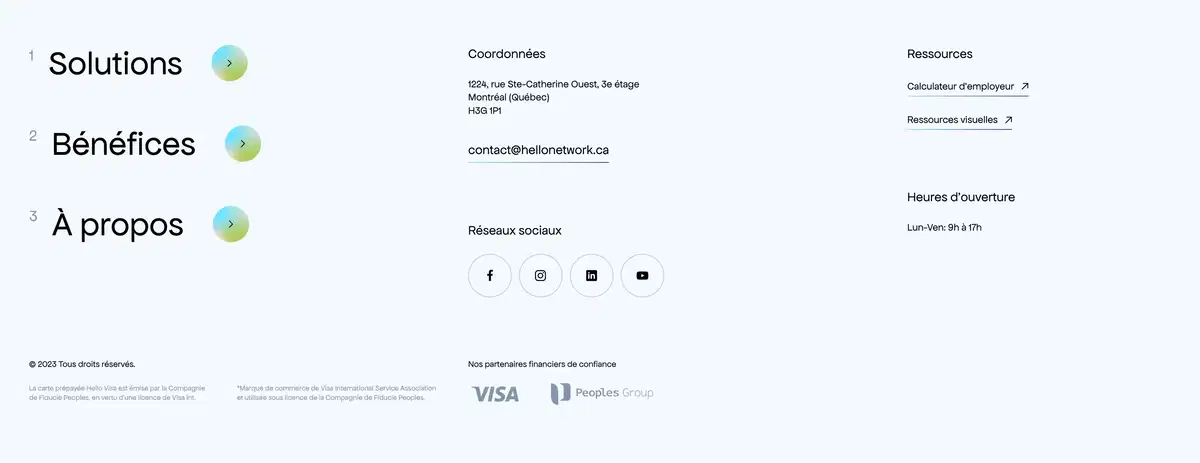Hello Network Footer Page Section Footer