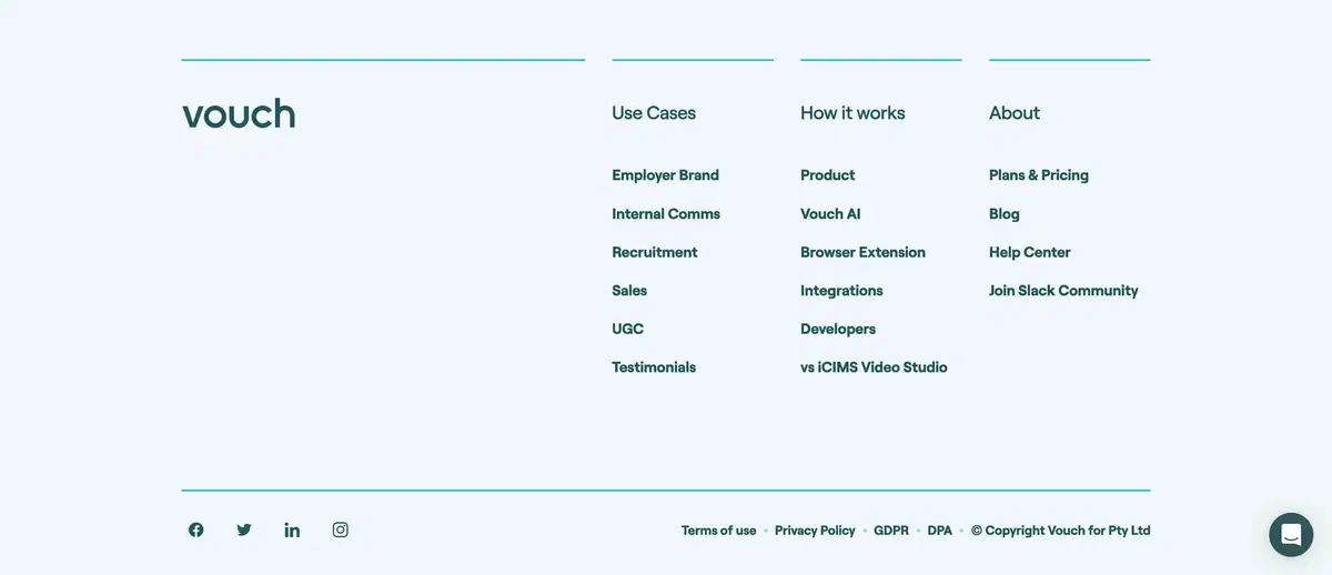 Vouch Home Page Section Footer