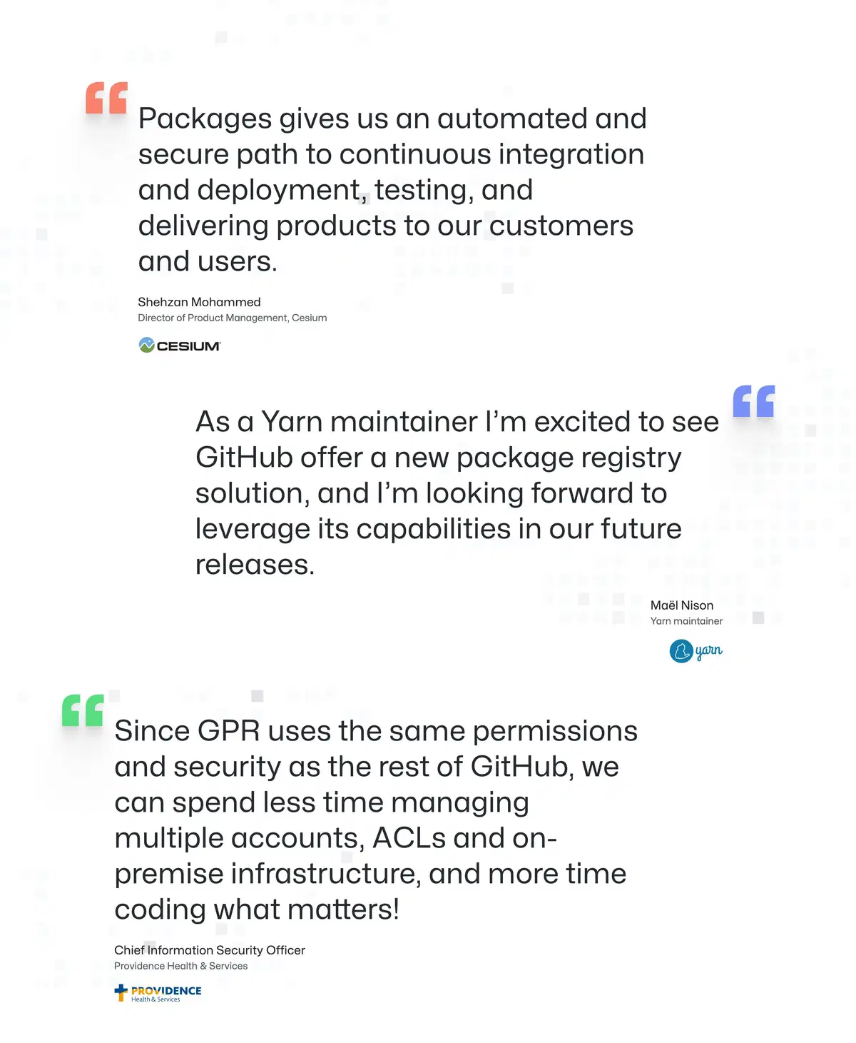 GitHub Package Page Section Quote
