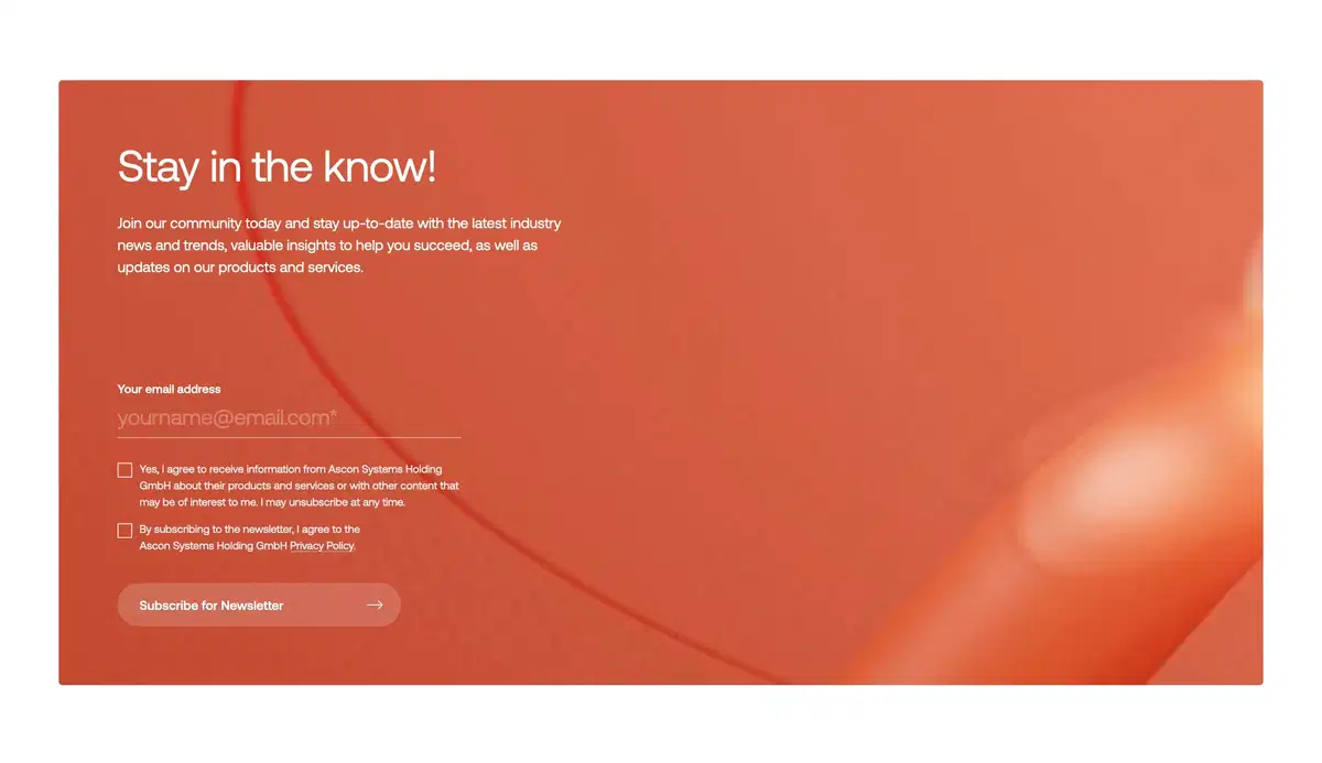 Ascon Home Page Section Stay in Touch