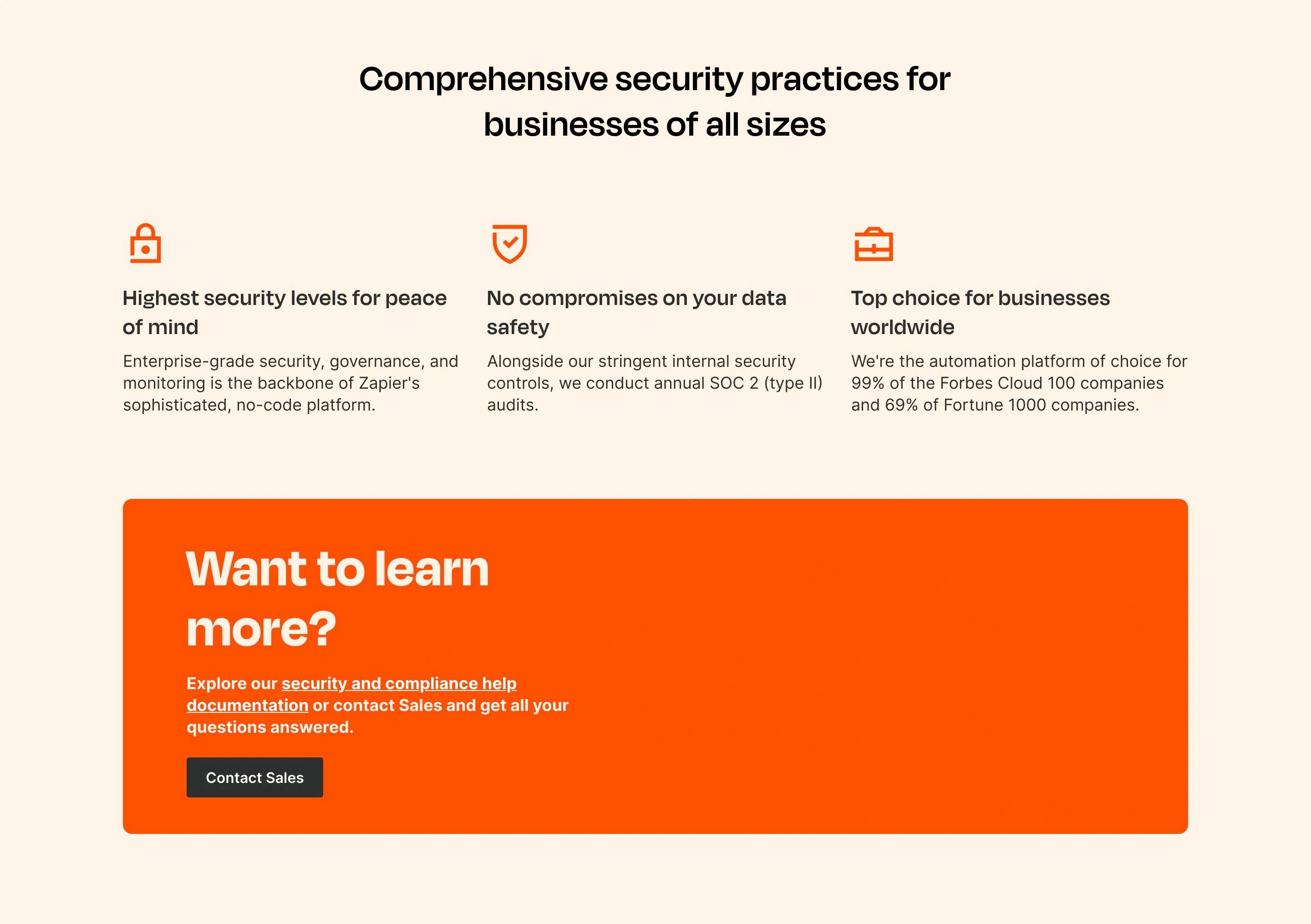 Zapier Pricing Page Section CTA
