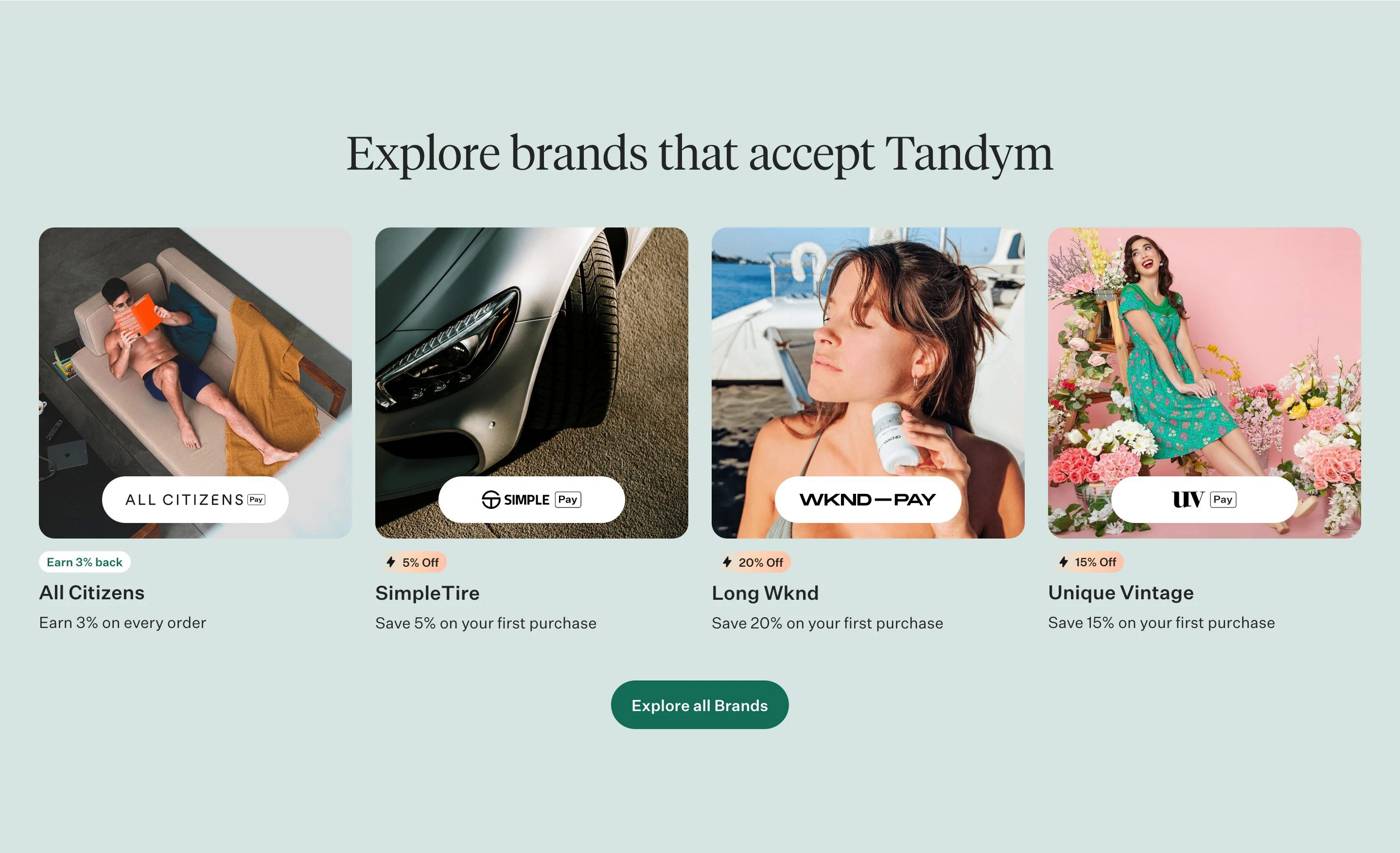 Tandym Shoppers Page Section Explore Brands
