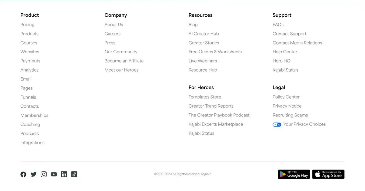 Kajabi Home Page Section Features
