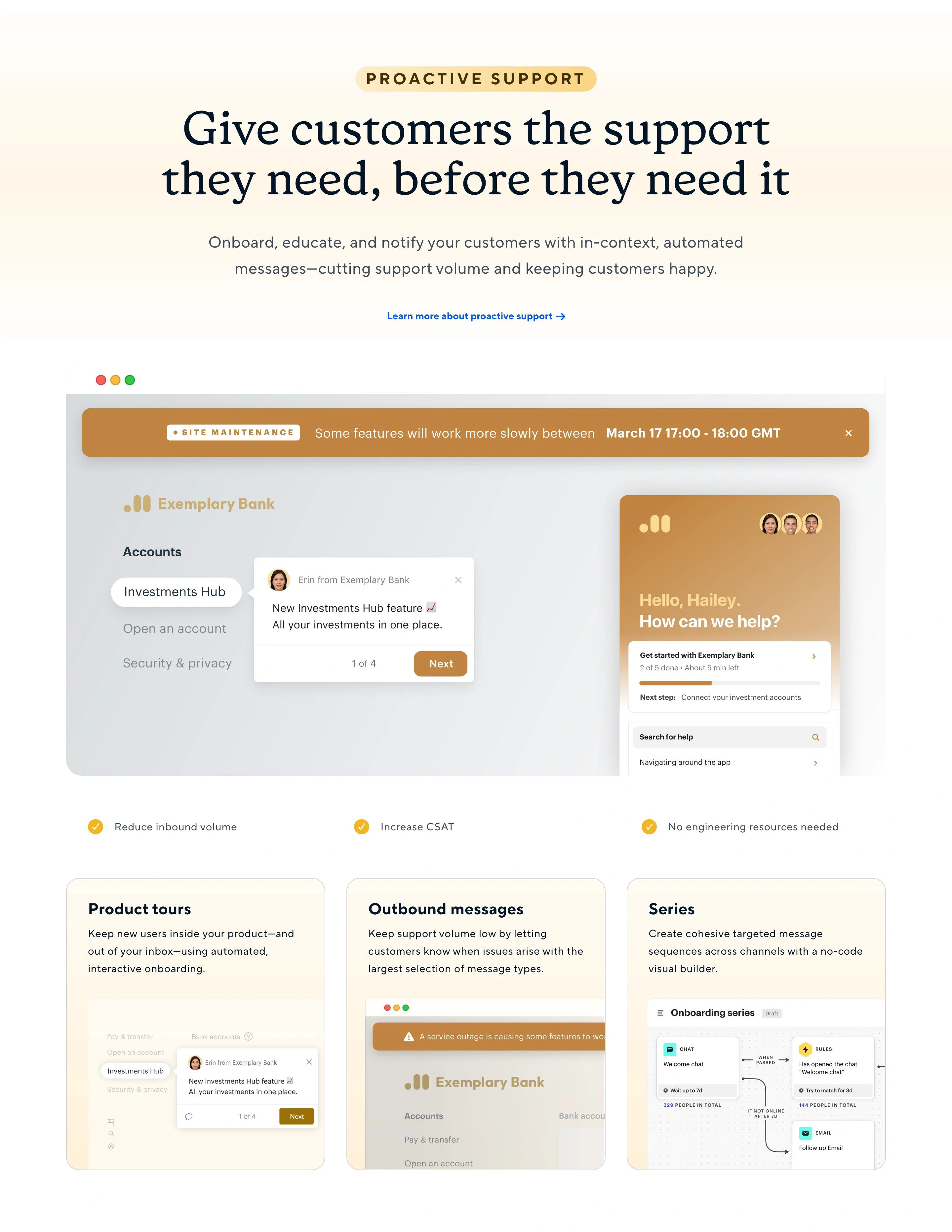 Intercom Home Page Section Support Feature