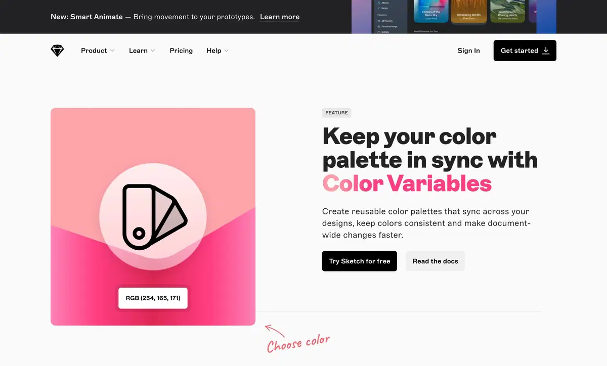 Sketch Color Variables Page Section Hero