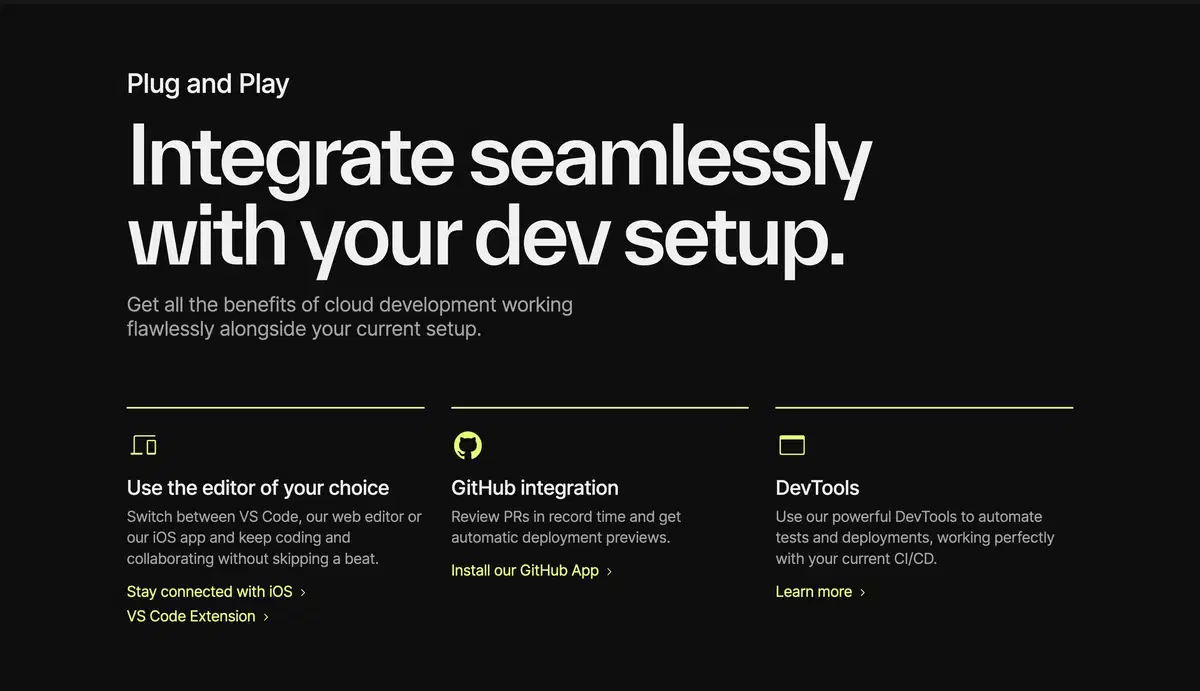 Codesandbox Full Stacks Page Section Integration