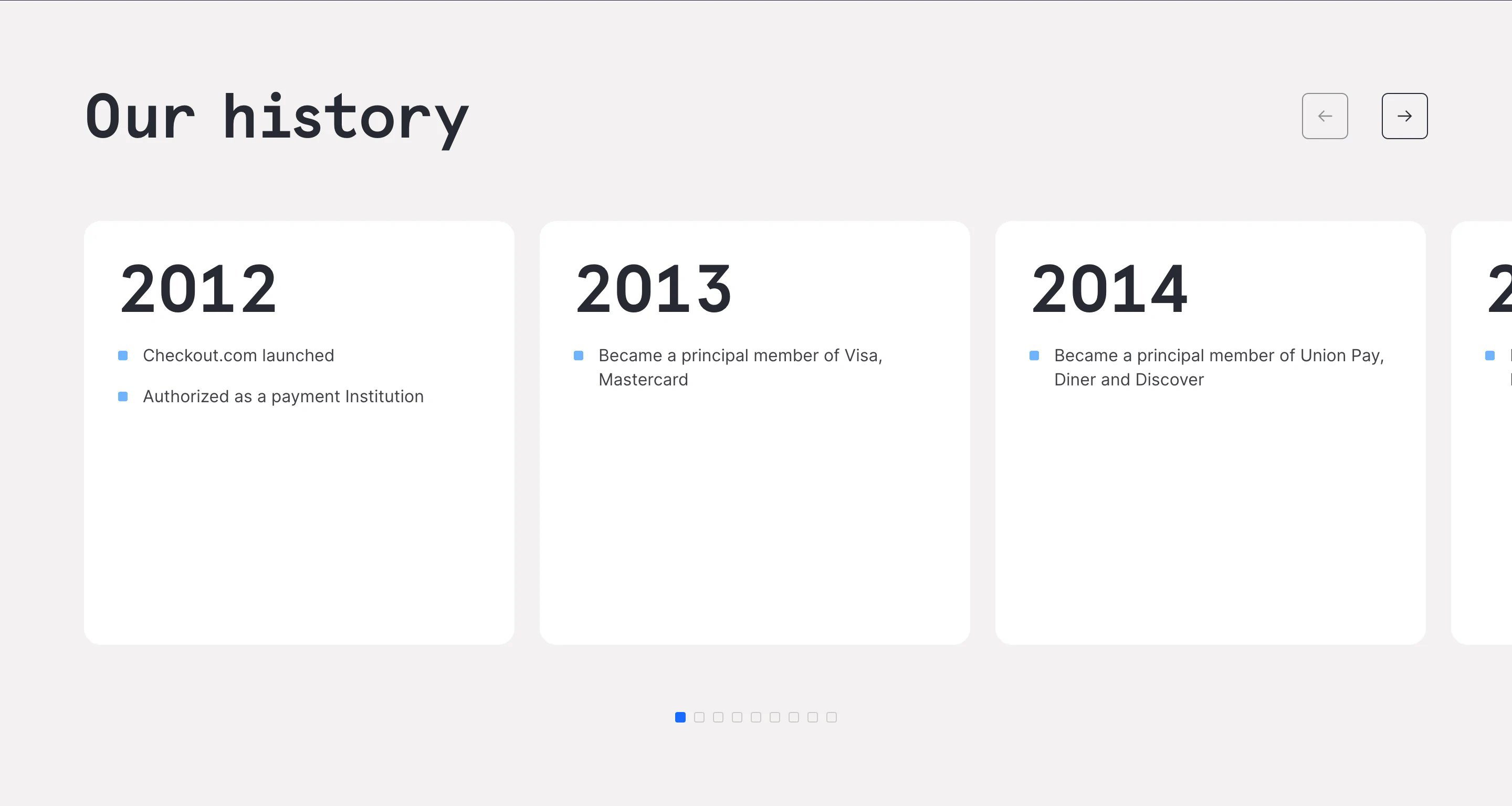 Checkout Mission Page Section History