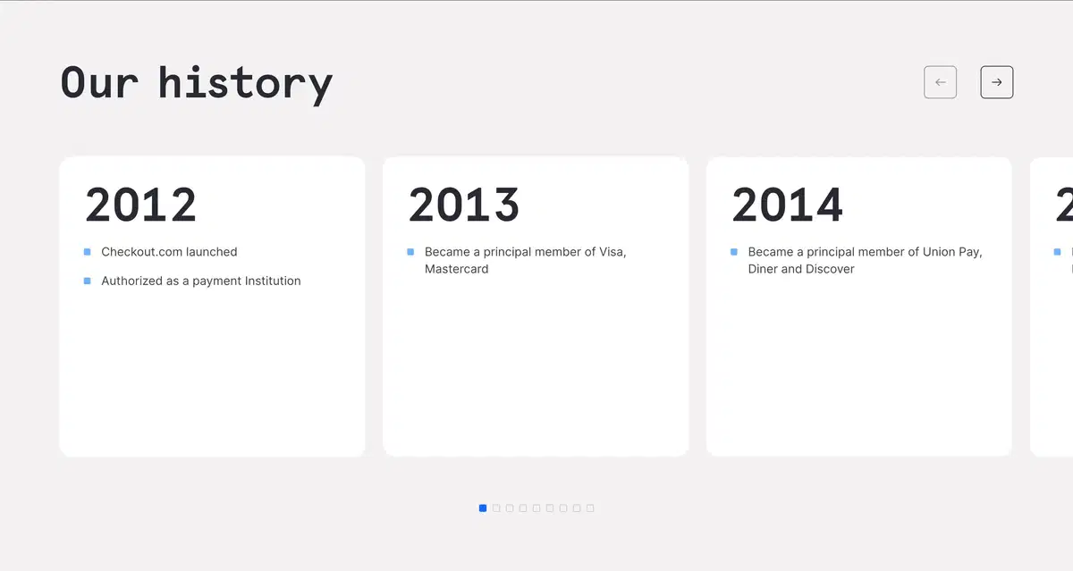 Checkout Mission Page Section History