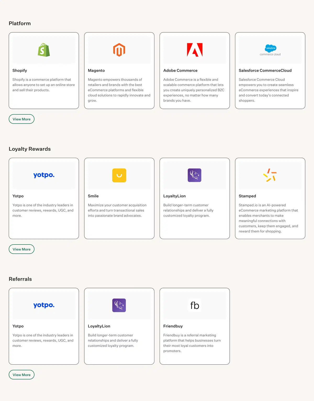 Tandym Integrations Page Section More Integrations