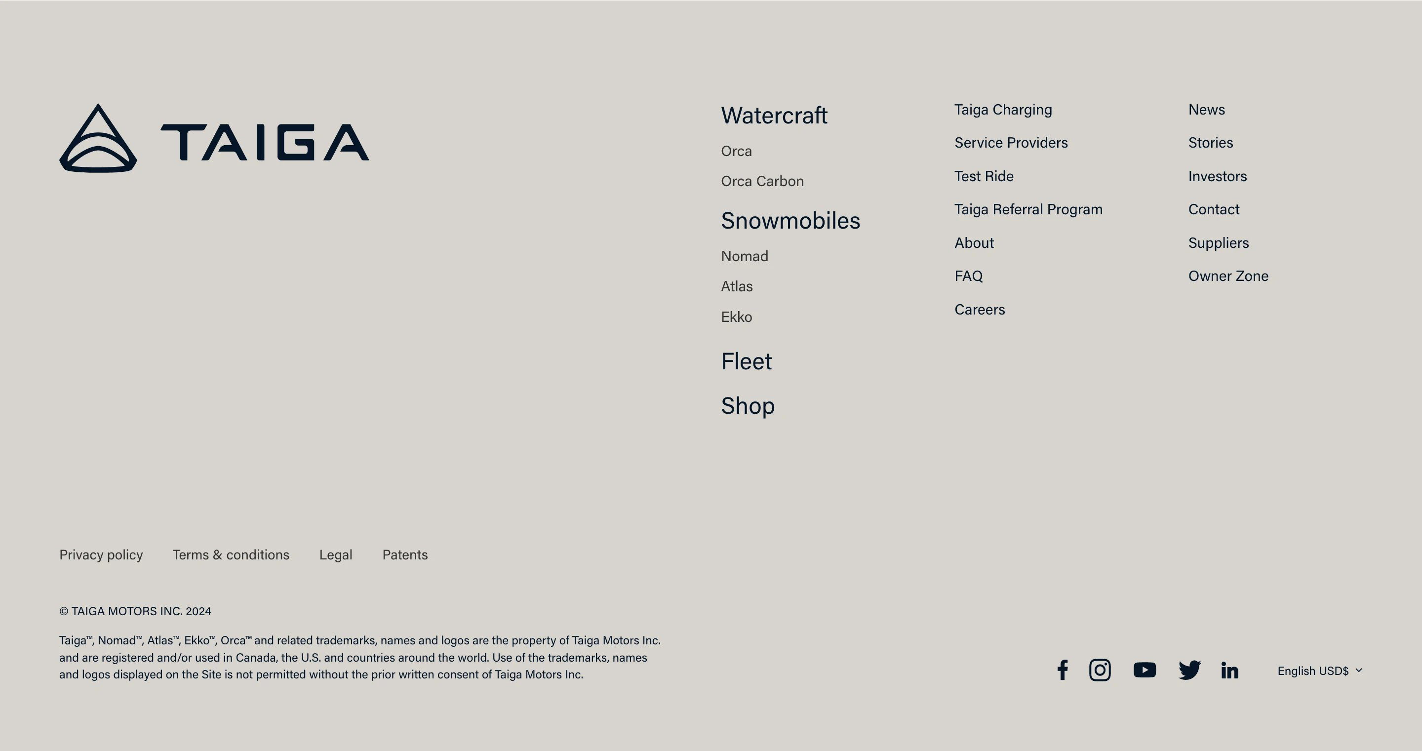 Taiga Home Page Section Footer
