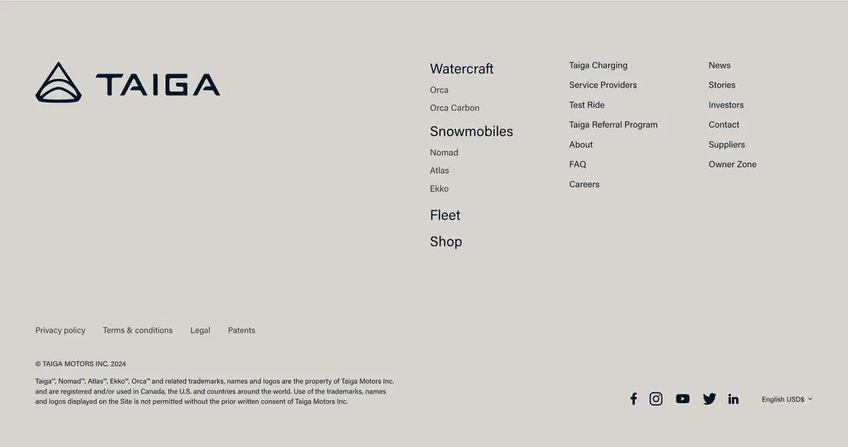 Taiga Home Page Section Footer