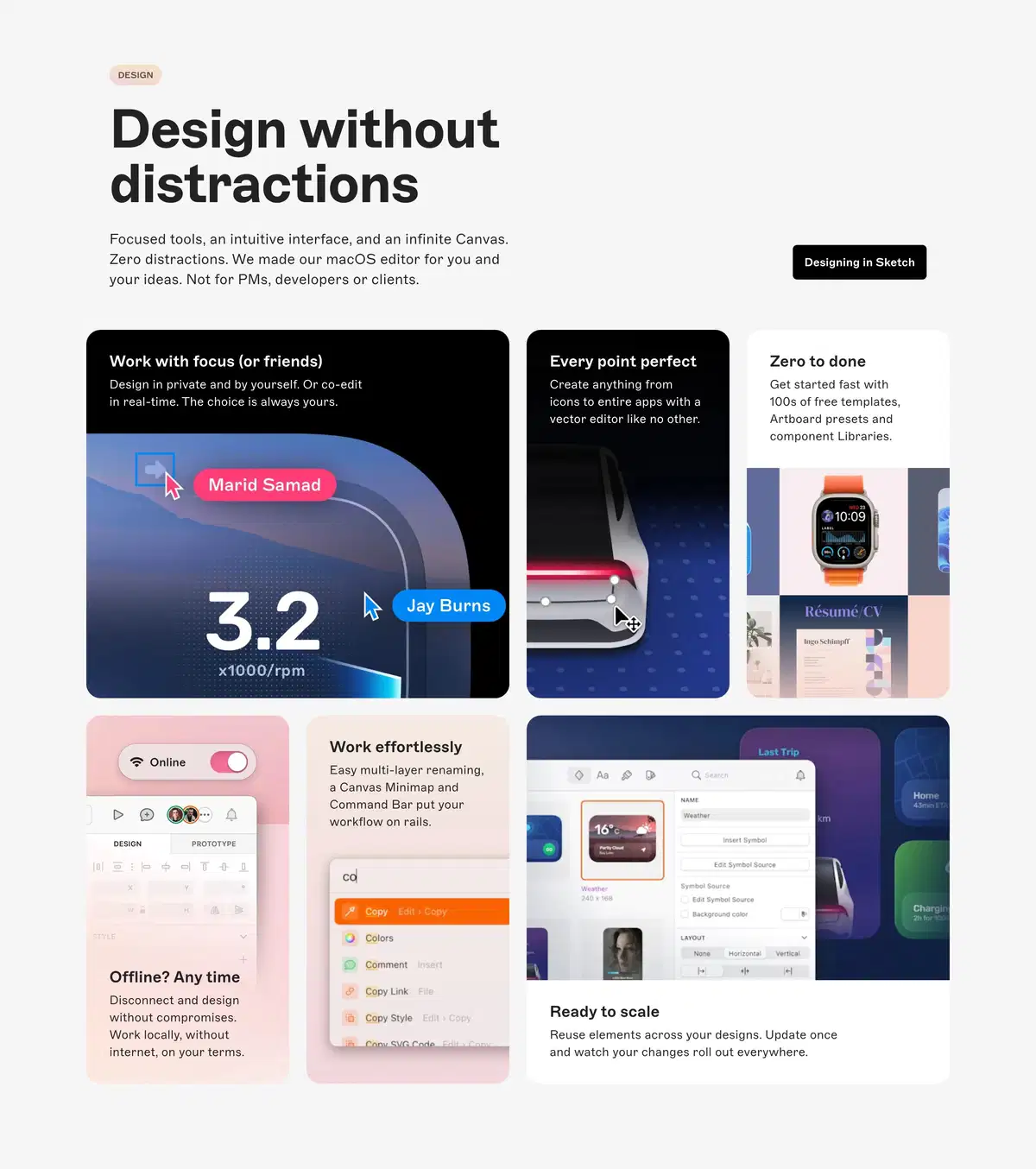 Sketch Home Page Section Design Feature