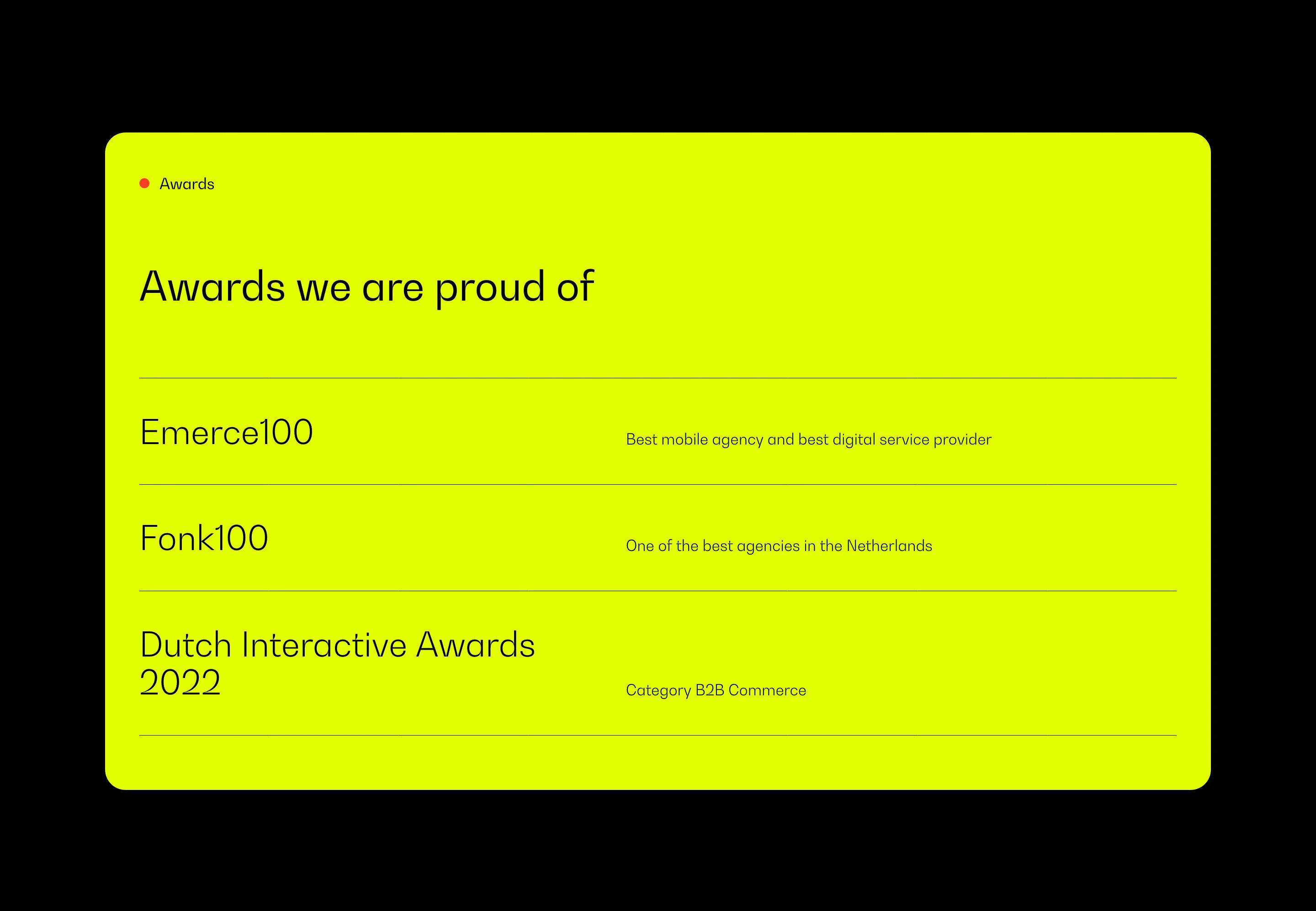 Move Agency About Page Section Awards