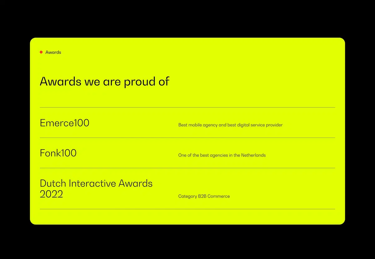 Move Agency About Page Section Awards