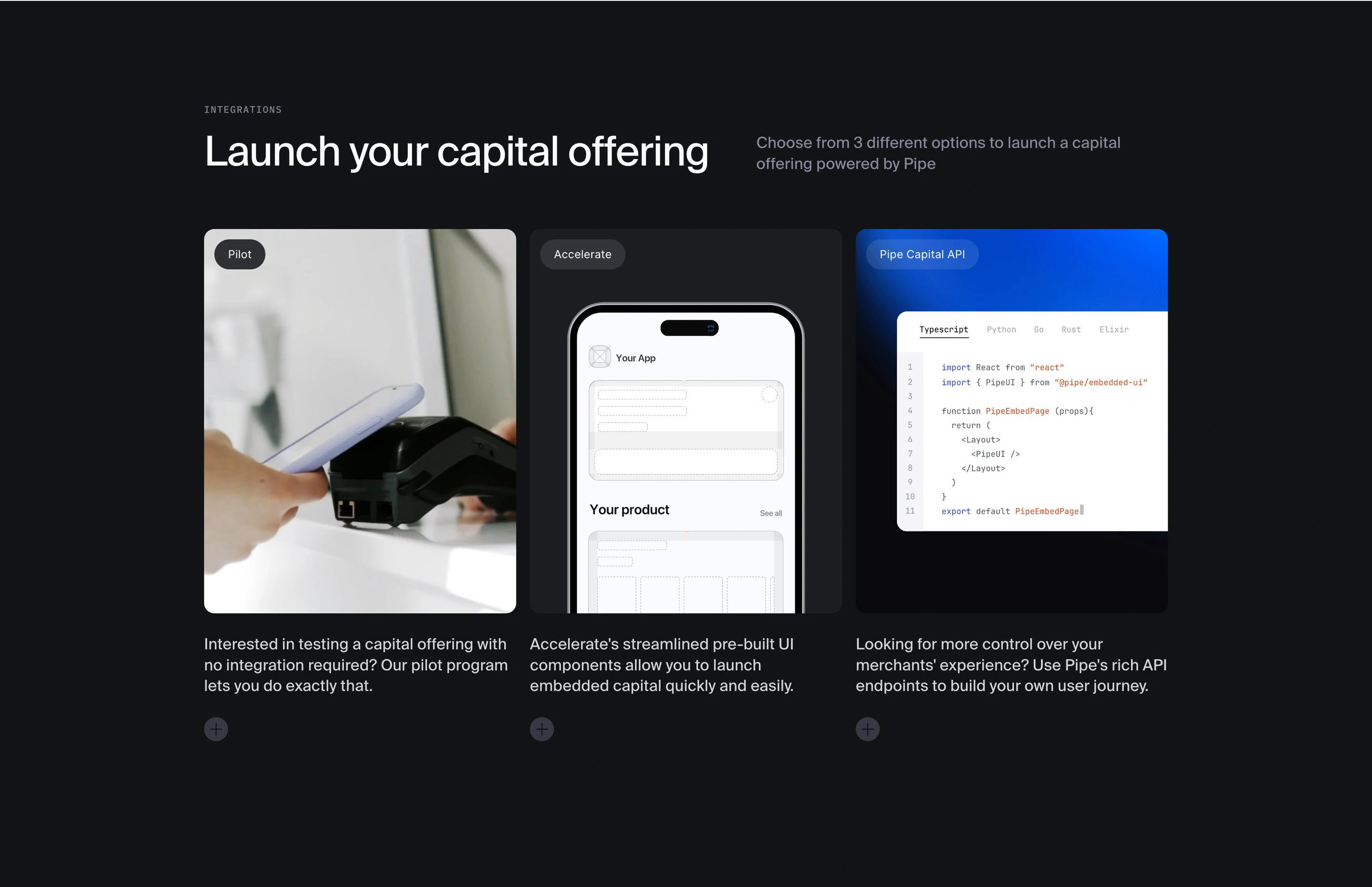Pipe Partners Page Section Capital Offering