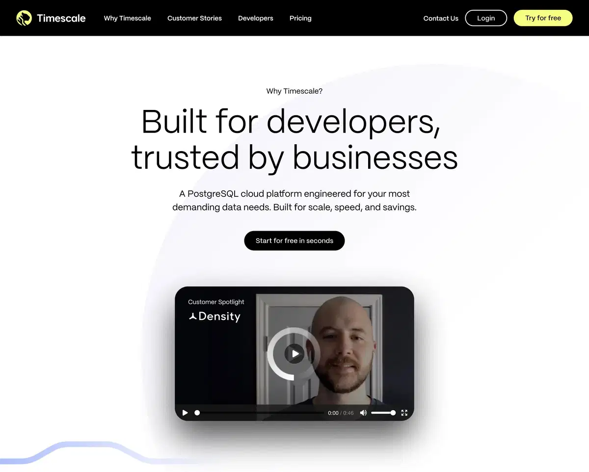 Timescale Product Page Section Hero
