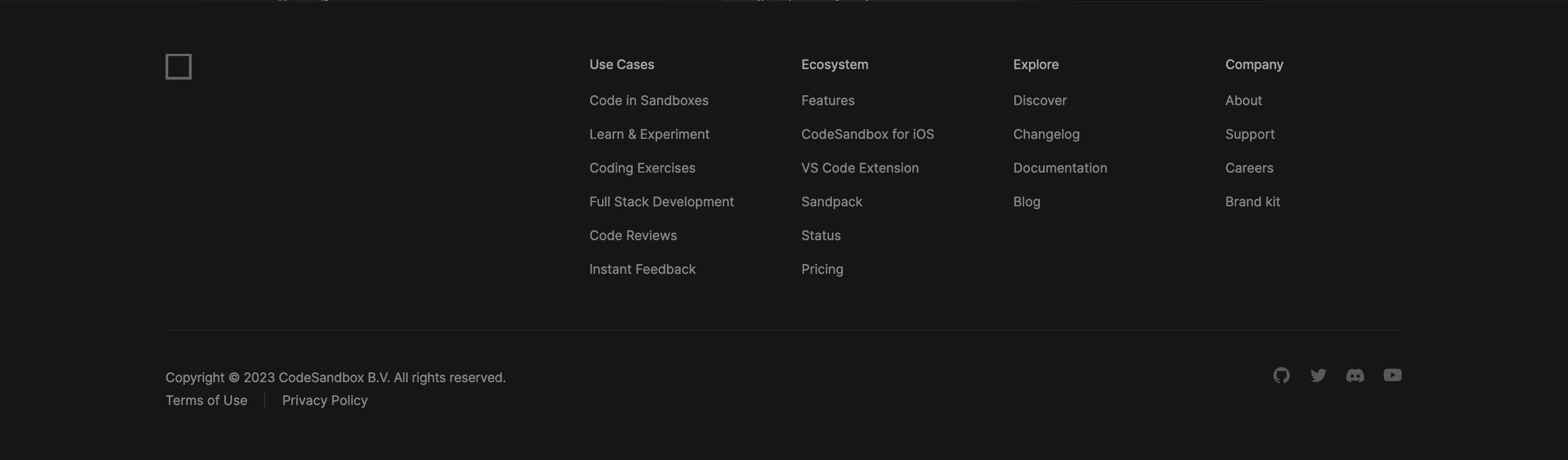 Codesandbox Home Page Section Footer
