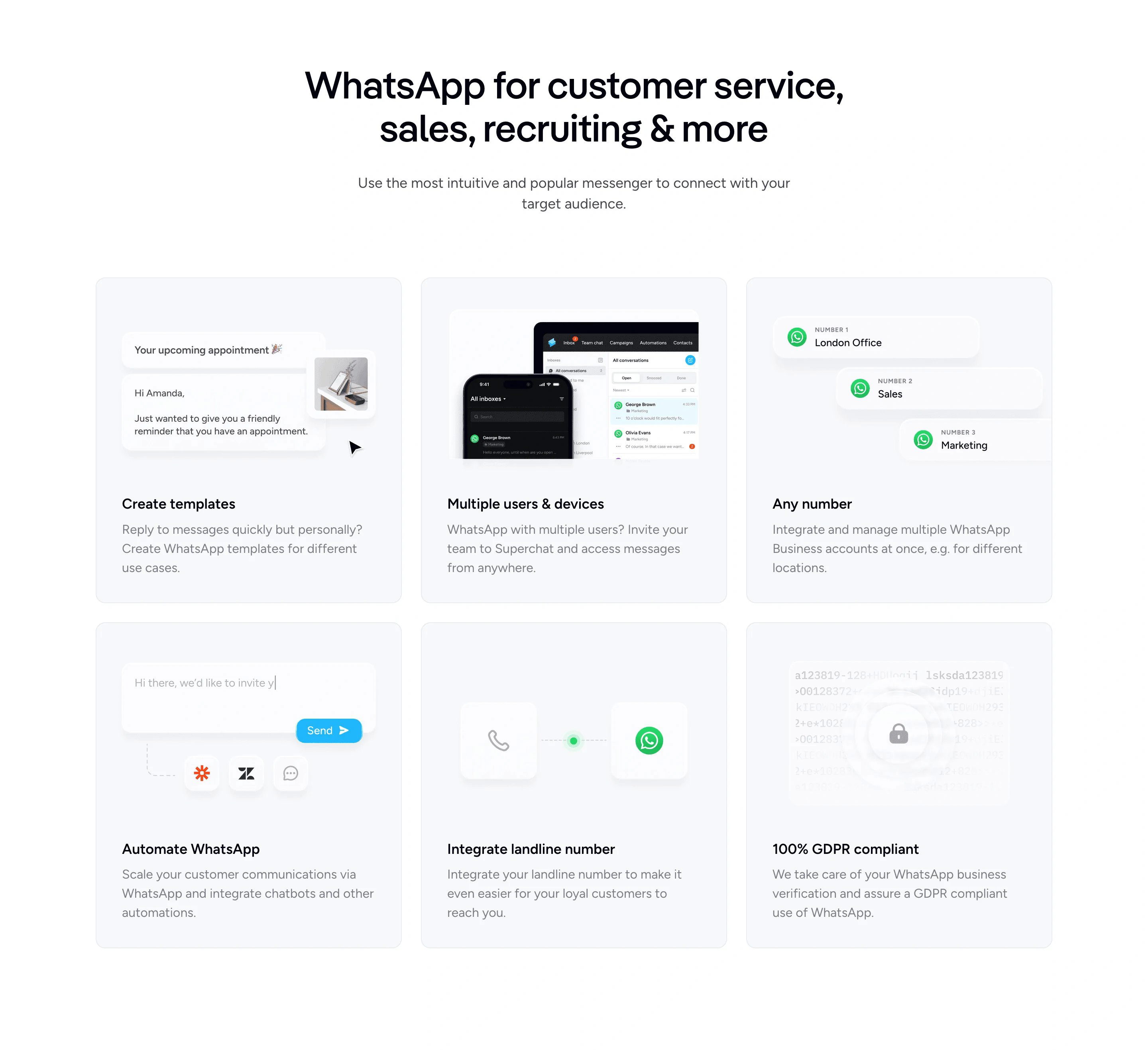Superchat Business Page Section WhatsApp for Everything