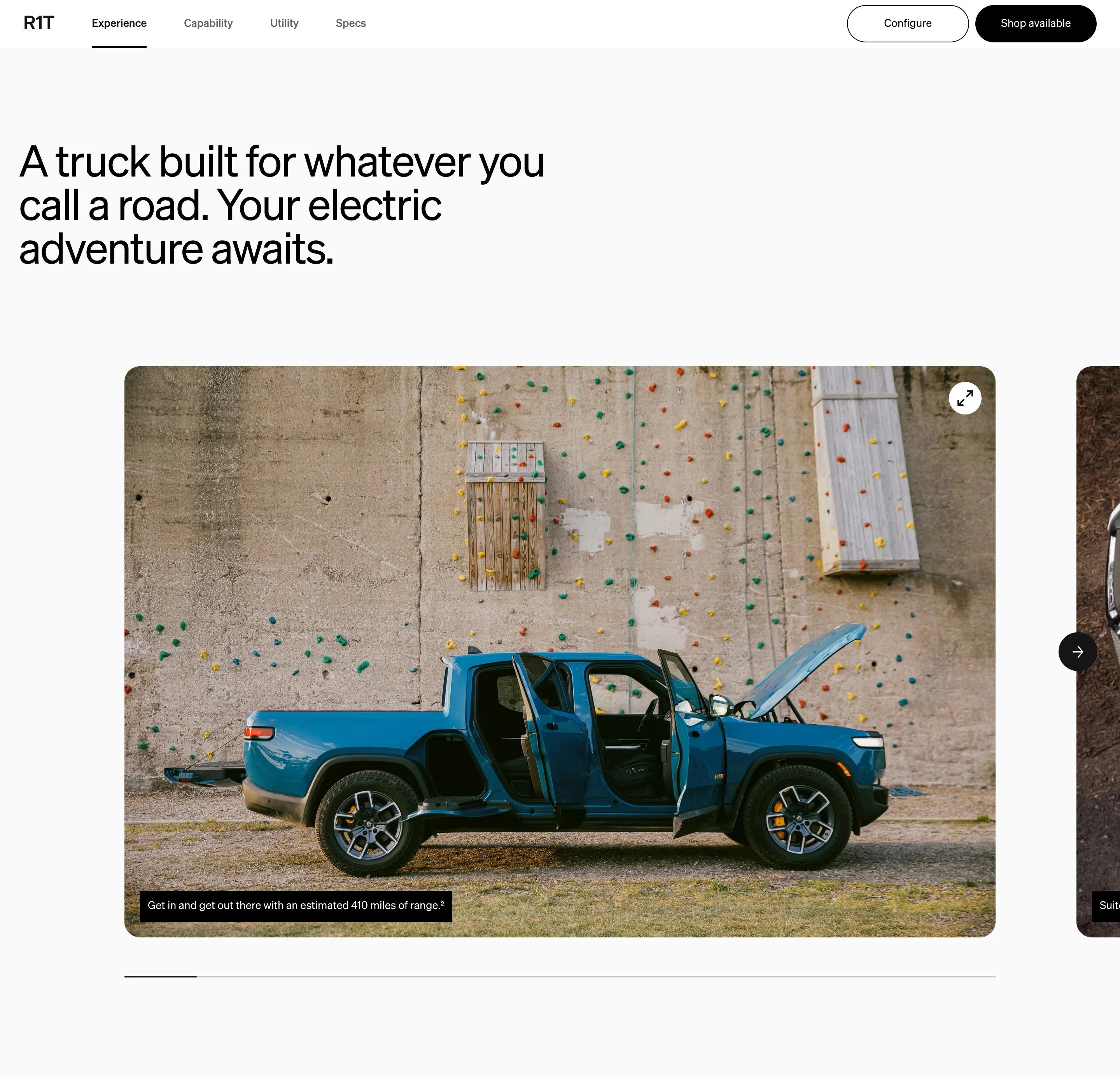 Rivian R1T Page Section Features