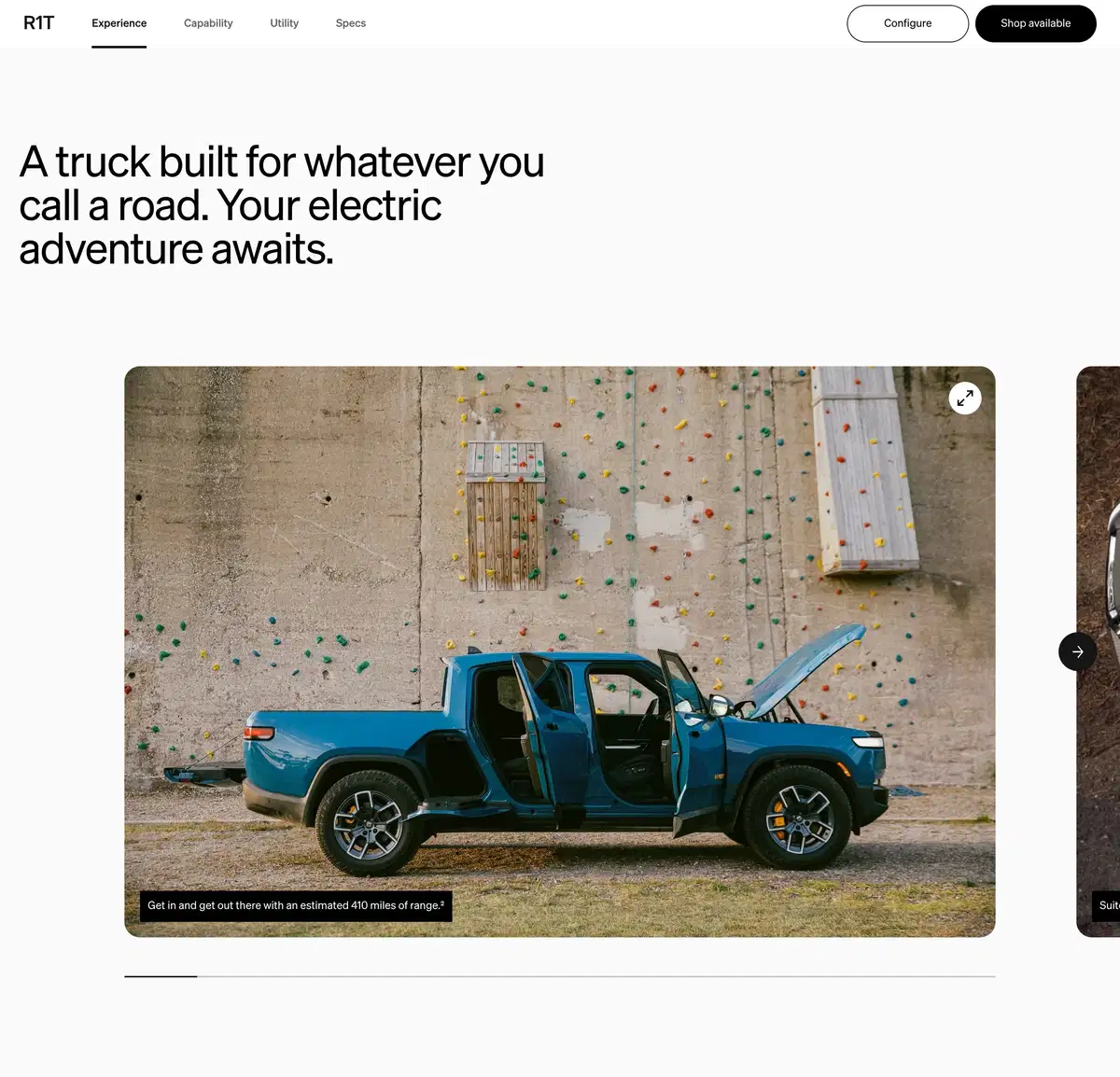 Rivian R1T Page Section Features