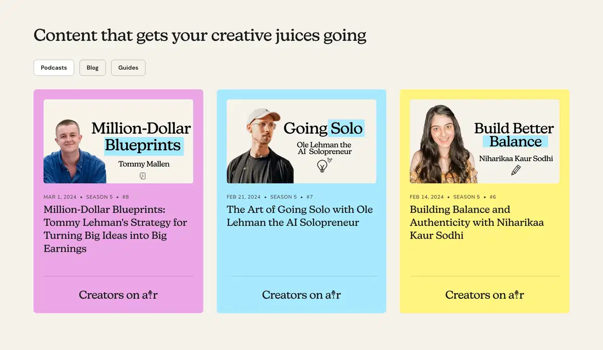 Passionfroot Career Page Section Contents
