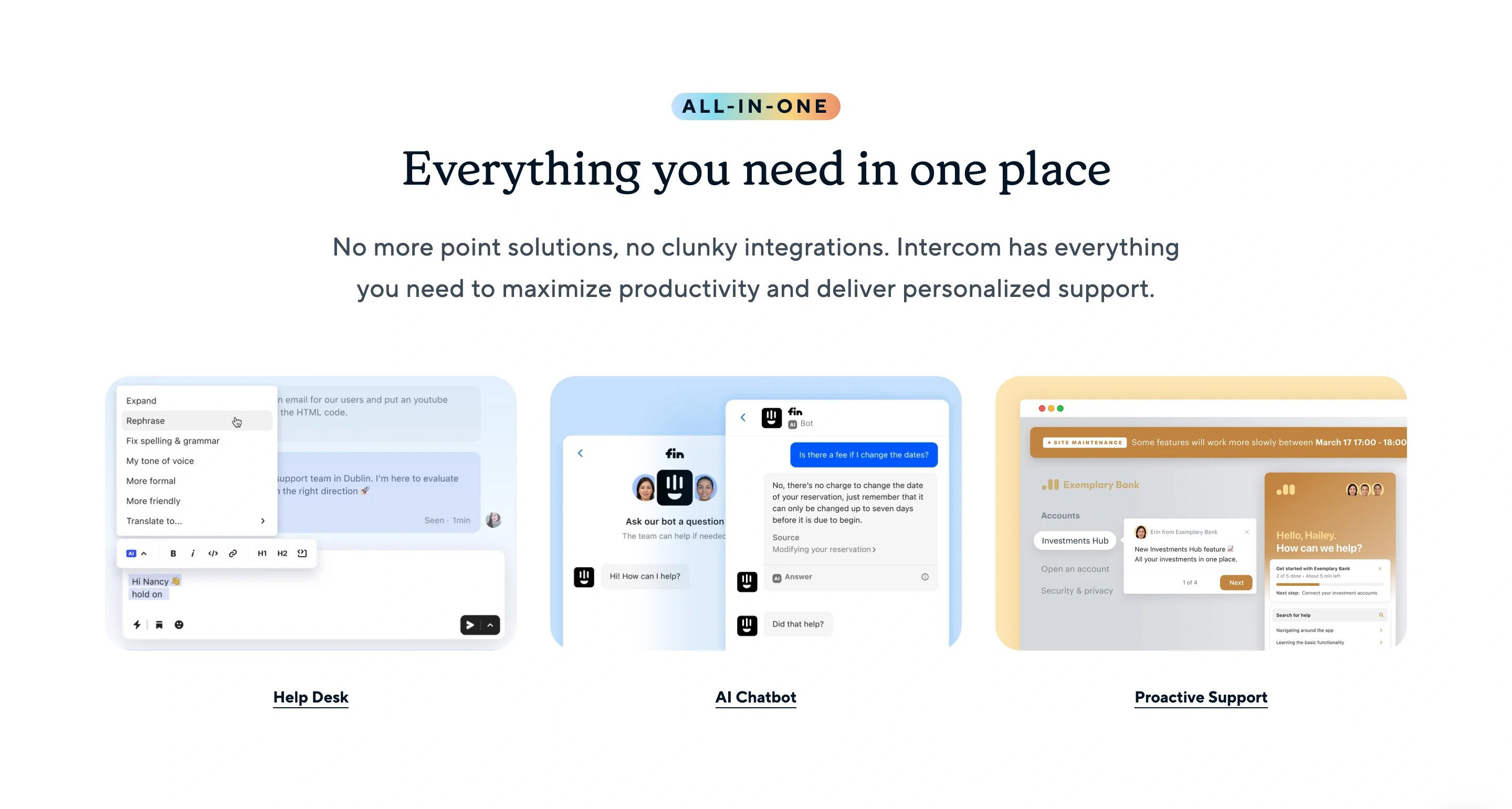 Intercom Platform Page Section All in One