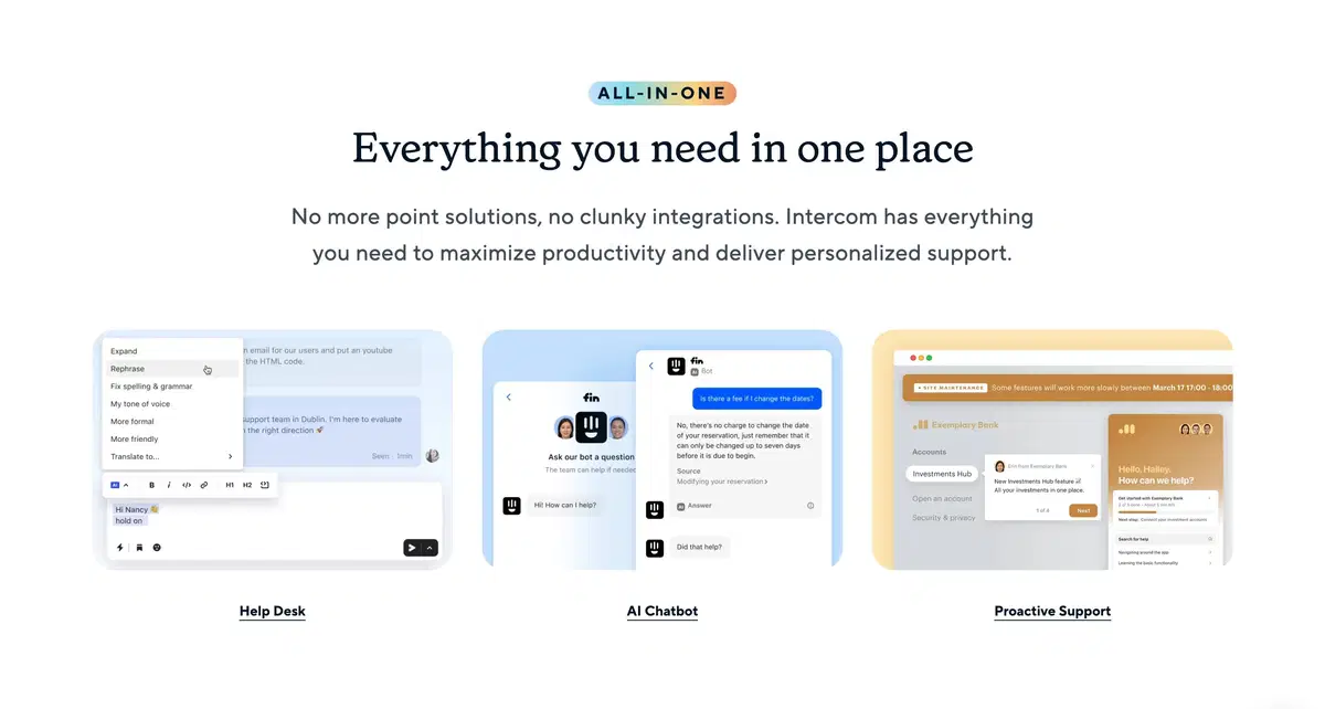 Intercom Platform Page Section All in One