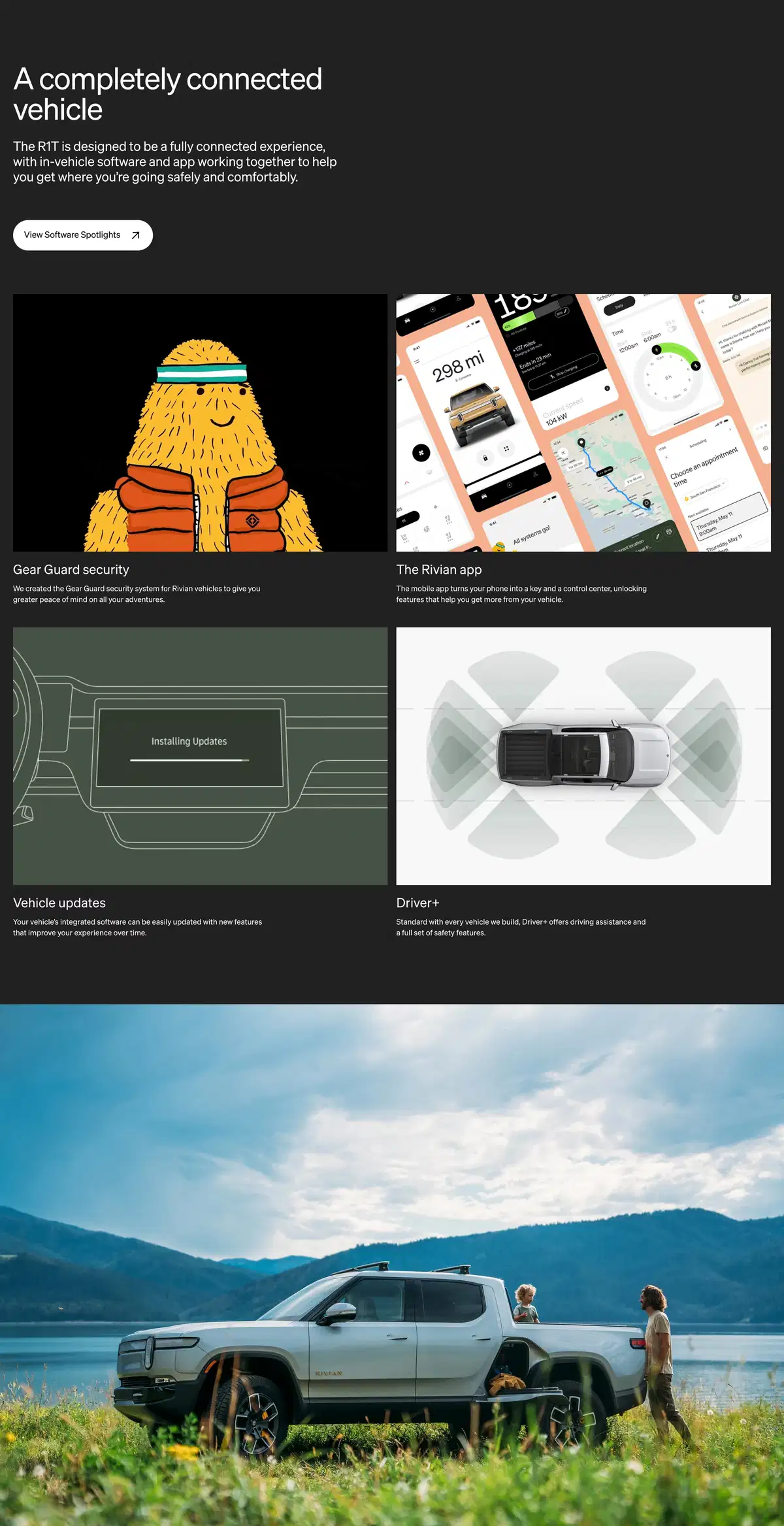 Rivian R1T Page Section Software Spotlight